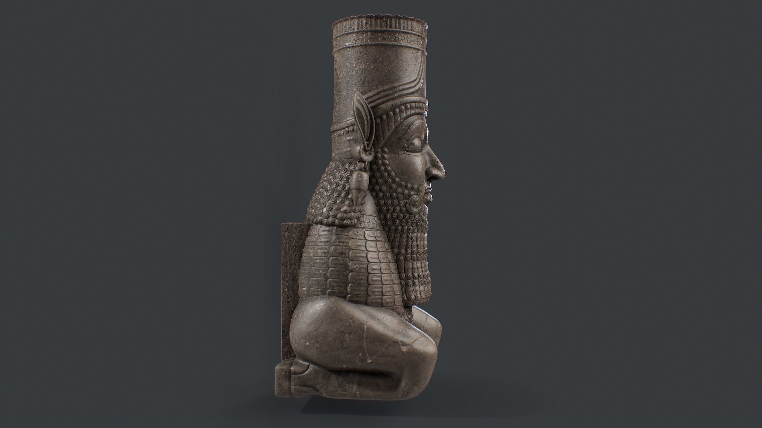 Persian Man-bull Sculpture Low-poly 3D model_2