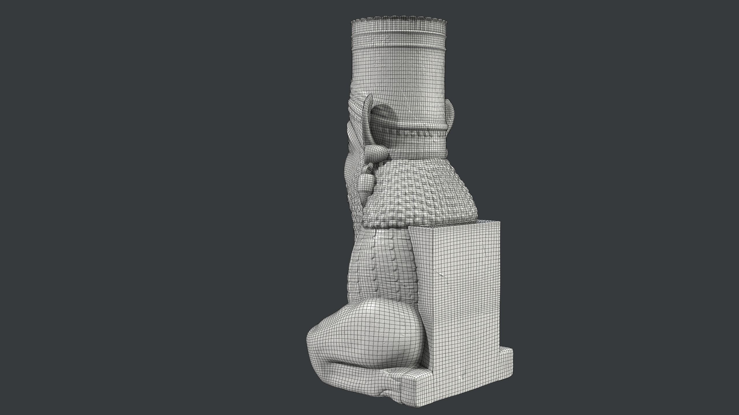 Persian Man-bull Sculpture Low-poly 3D model_11