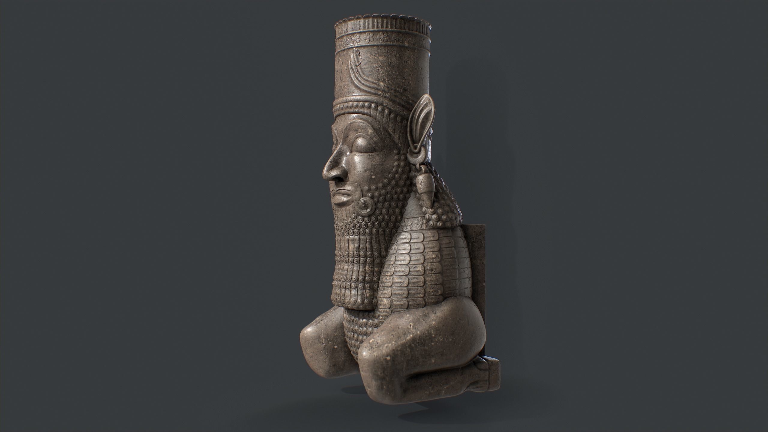 Persian Man-bull Sculpture Low-poly 3D model_5