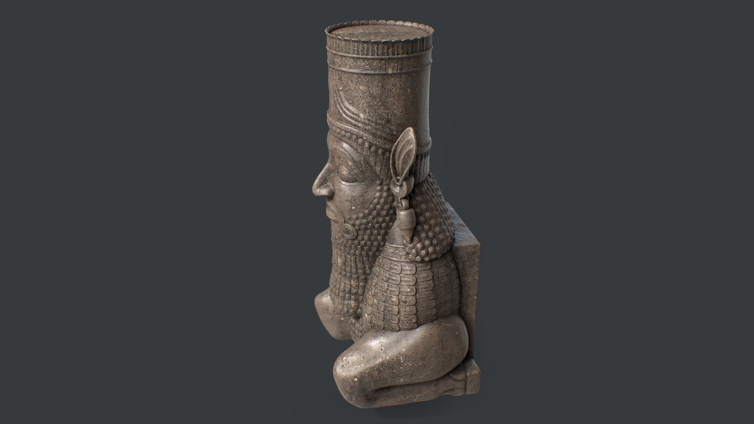Persian Man-bull Sculpture Low-poly 3D model_8