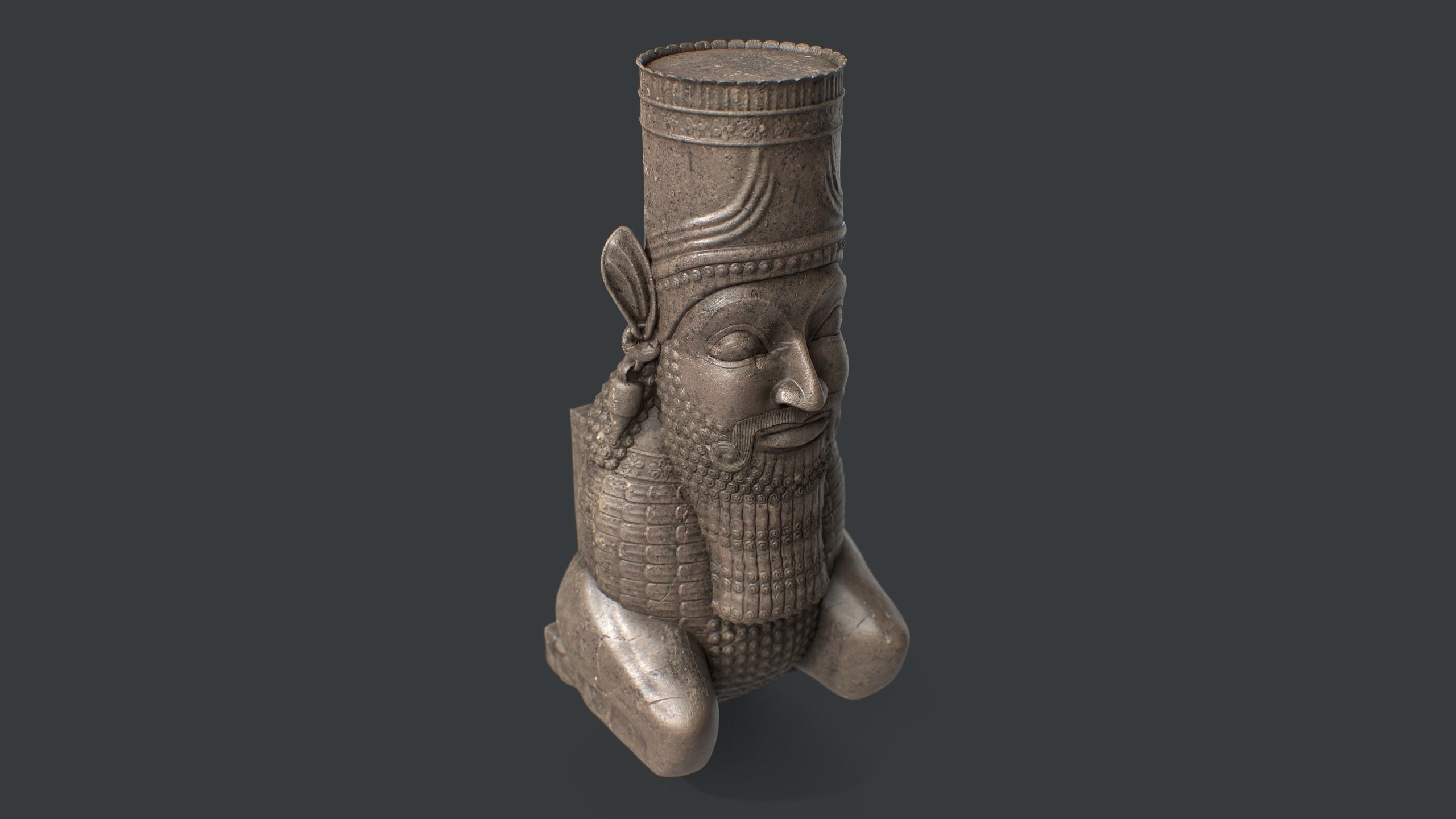 Persian Man-bull Sculpture Low-poly 3D model_7
