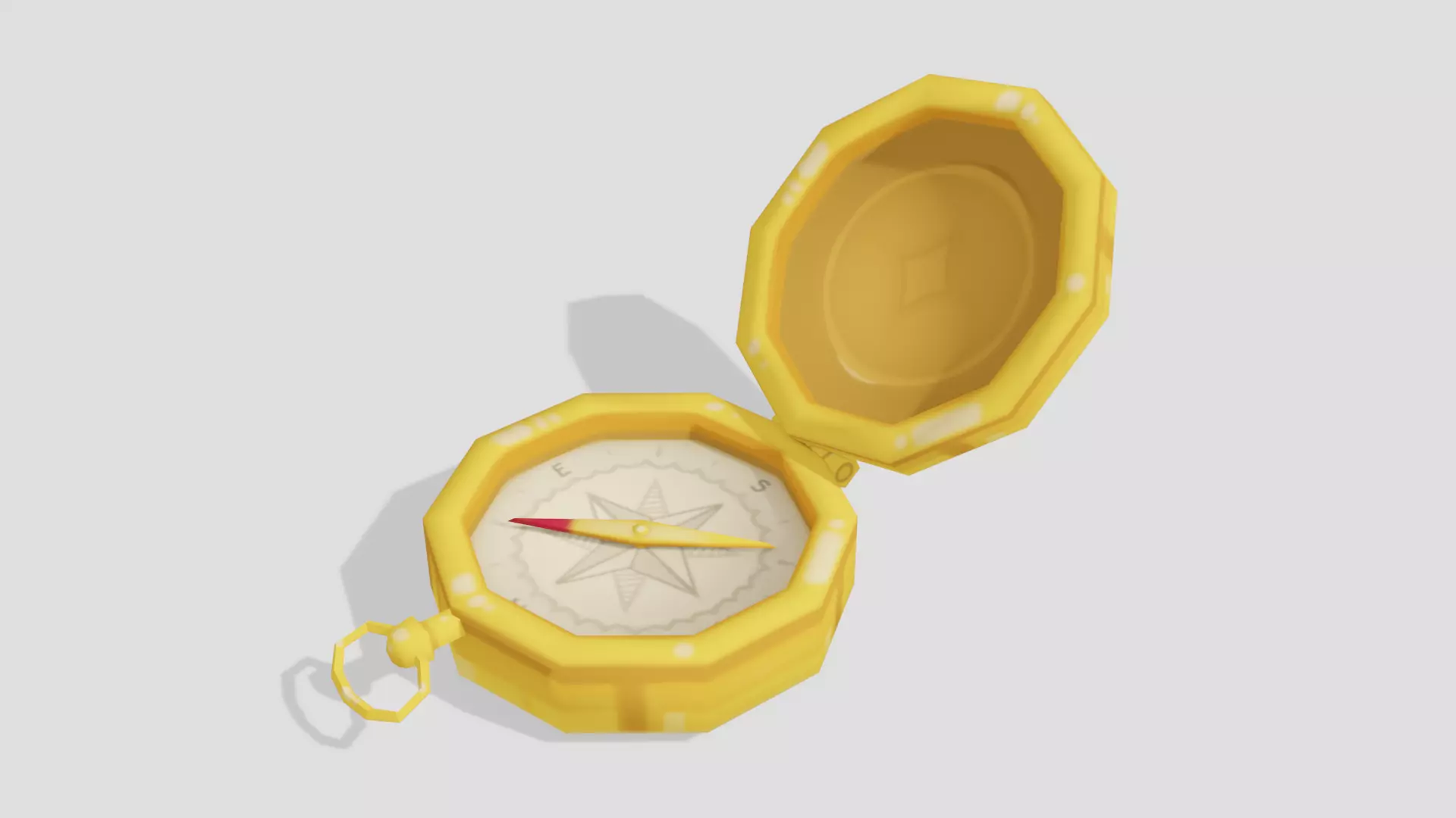 Gold Compass - Hand Painted 3D model_0