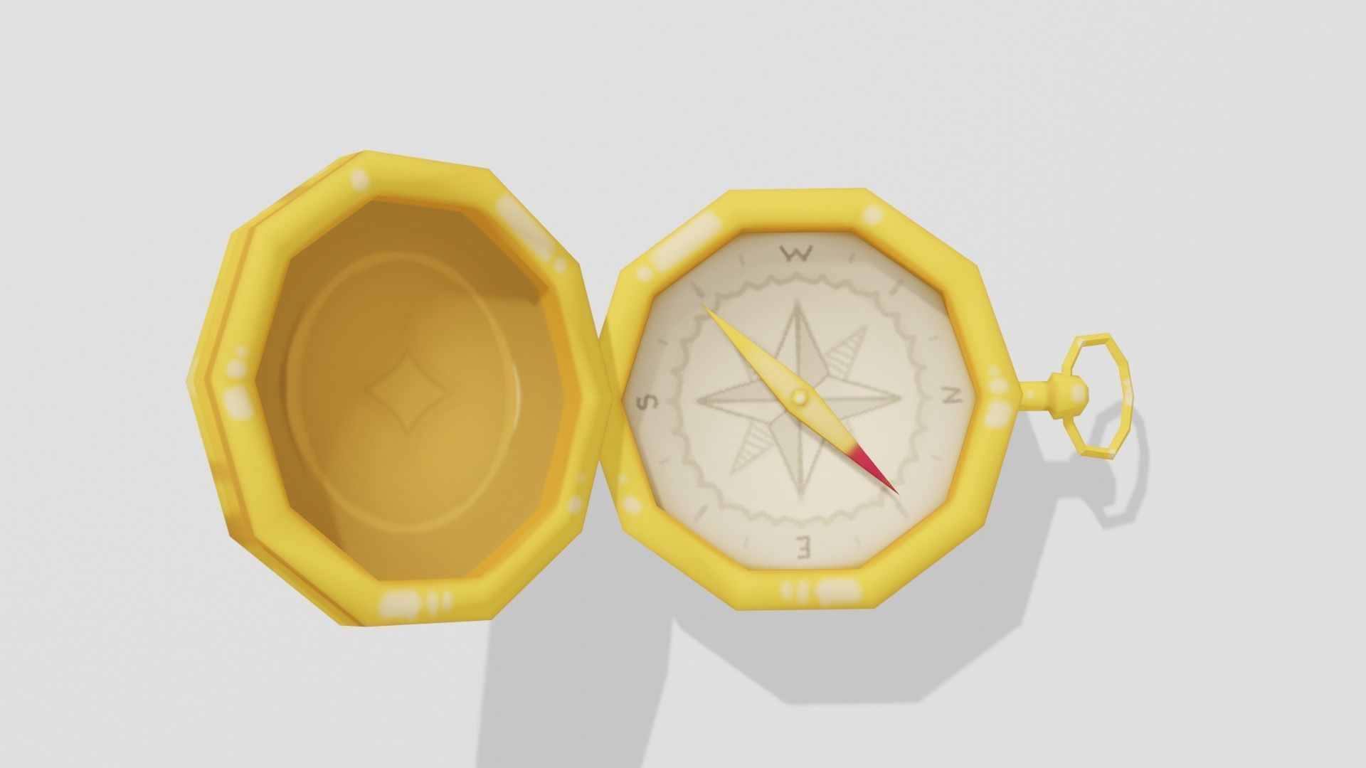 Gold Compass - Hand Painted 3D model_1