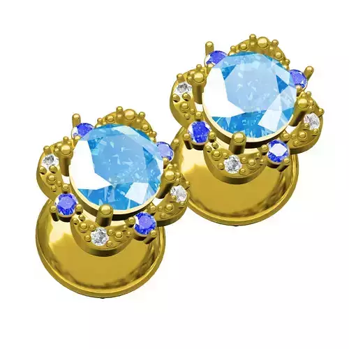 Large Sapphire Diamond Earring