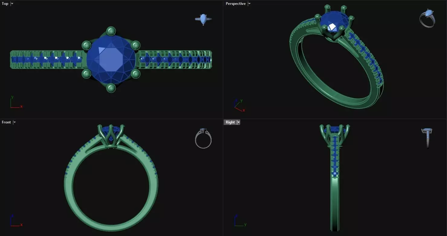 6 Prong Decorative Engagement Ring 3D print model_0