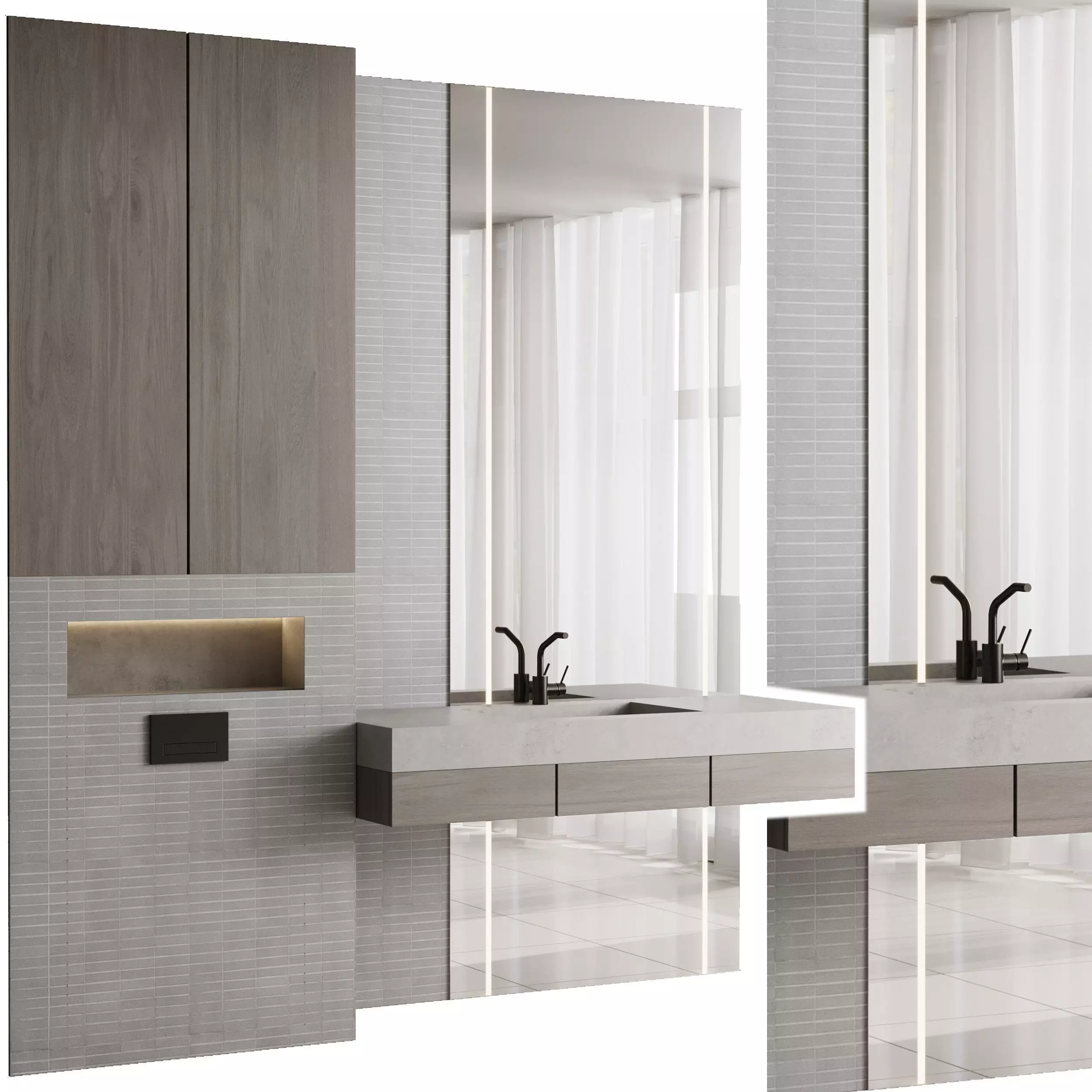 Bathroom furniture by Fauset Bathroom Mina set 106 Low-poly 3D model