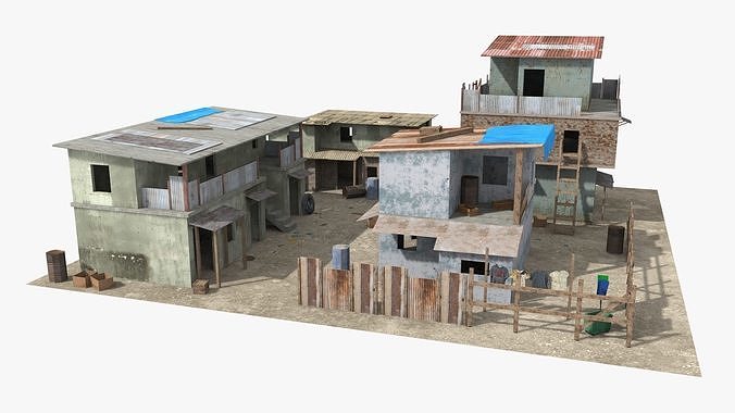 26 Slum Collection Low-poly 3D model 6