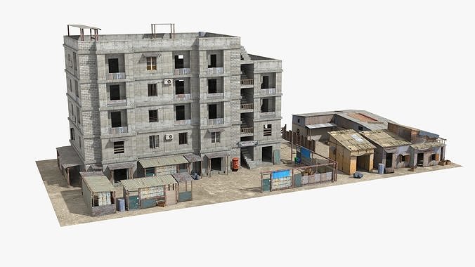 26 Slum Collection Low-poly 3D model 2