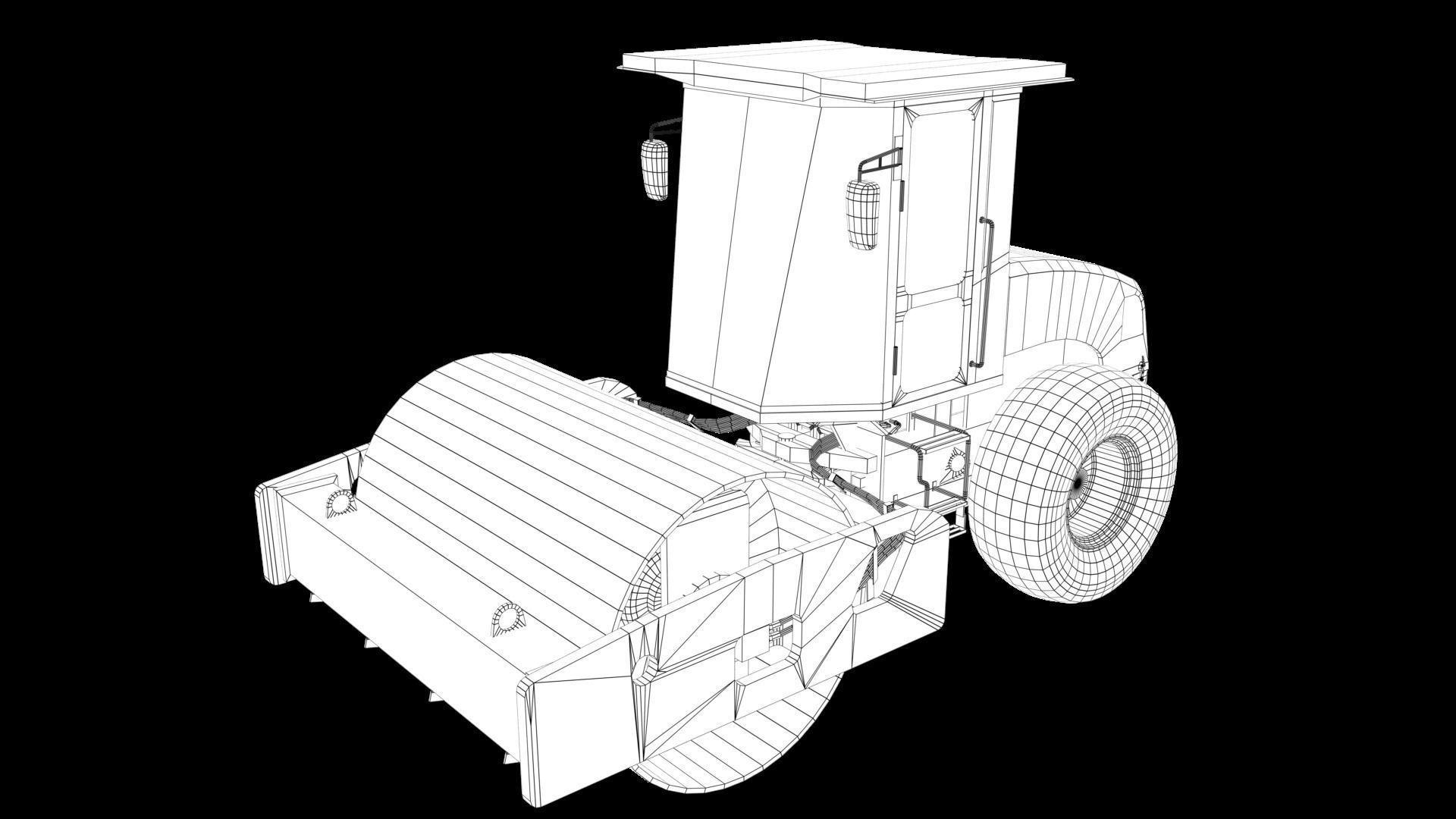 Soil Compactor SEM 510 Low-poly 3D model_8