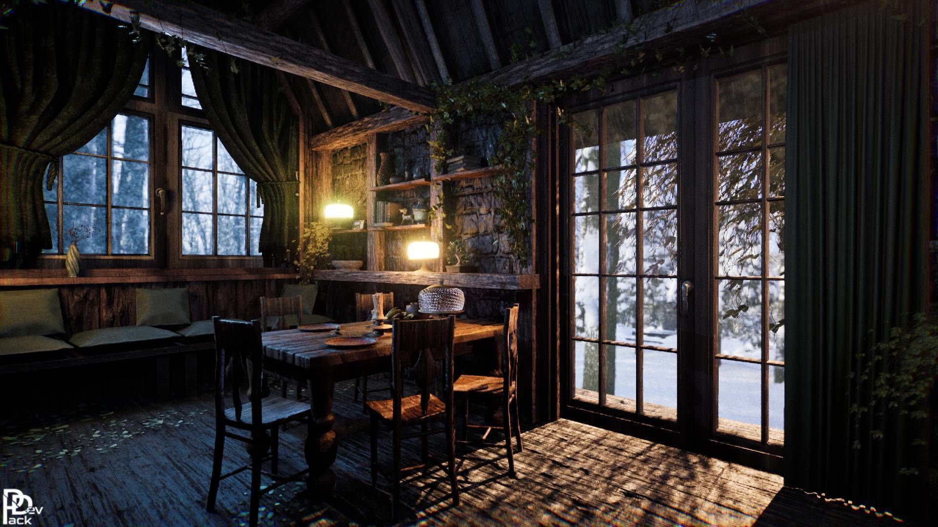 Cabin Interior v2 70 Assets Low-poly 3D model_3