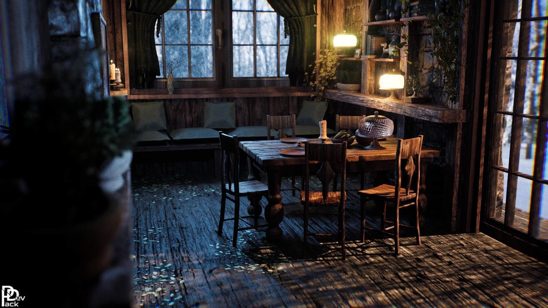 Cabin Interior v2 70 Assets Low-poly 3D model_7