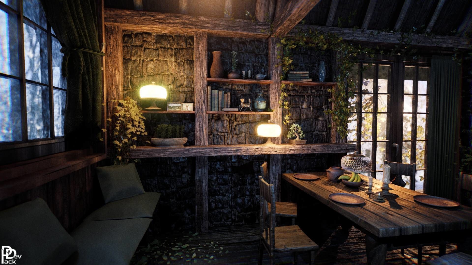 Cabin Interior v2 70 Assets Low-poly 3D model_12