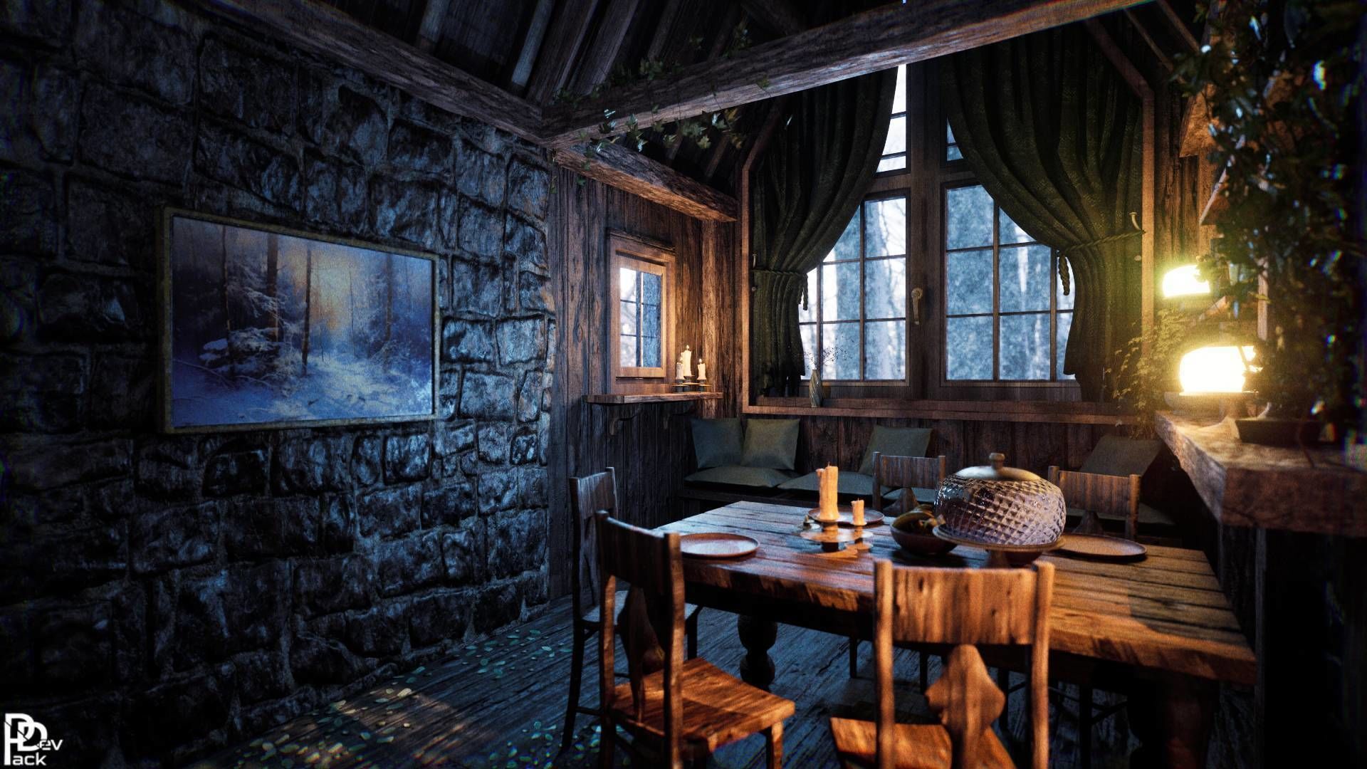 Cabin Interior v2 70 Assets Low-poly 3D model_2