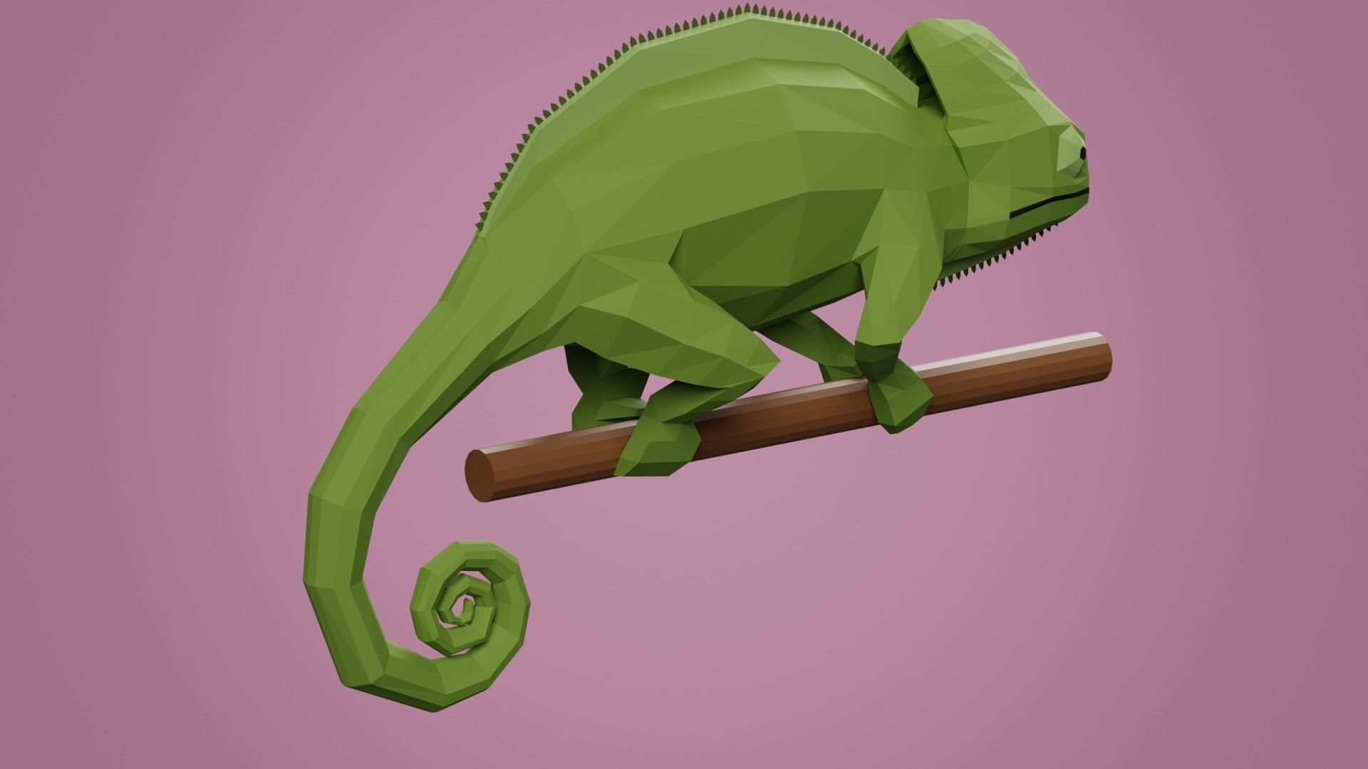Stylized Chameleon Low-poly 3D model_2