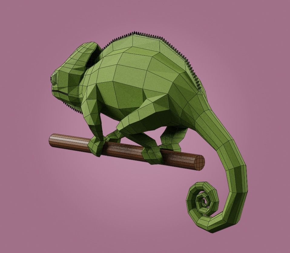 Stylized Chameleon Low-poly 3D model_8