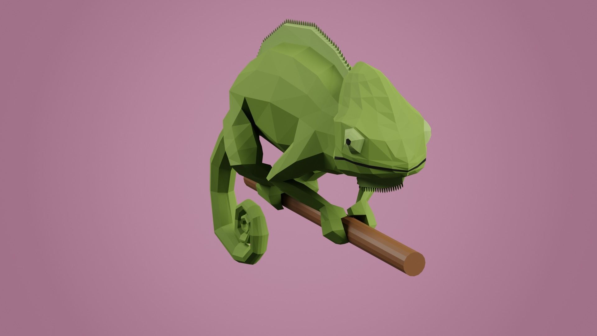 Stylized Chameleon Low-poly 3D model_4