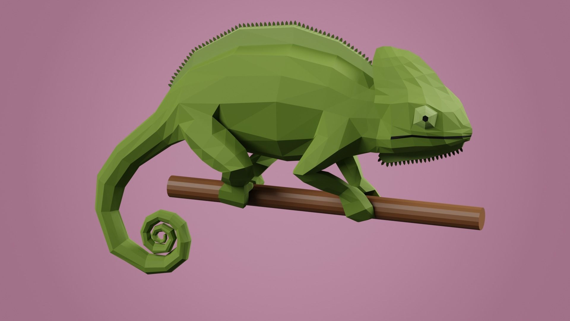 Stylized Chameleon Low-poly 3D model_3