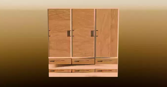 Modern Wooden Cabinet 3D Model Low-poly 3D model