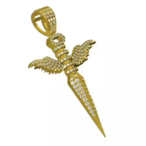 Antique Flying Wing Sword Diamond Pendant