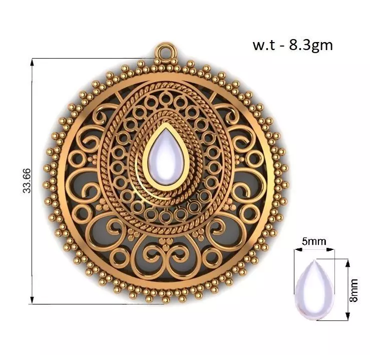 Raindrop Vintage Pendant 3D print model