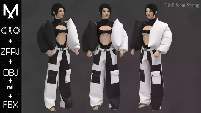 Outfit Female Marvelous designer Clo3d OBJ mtl FBX ZPRJ