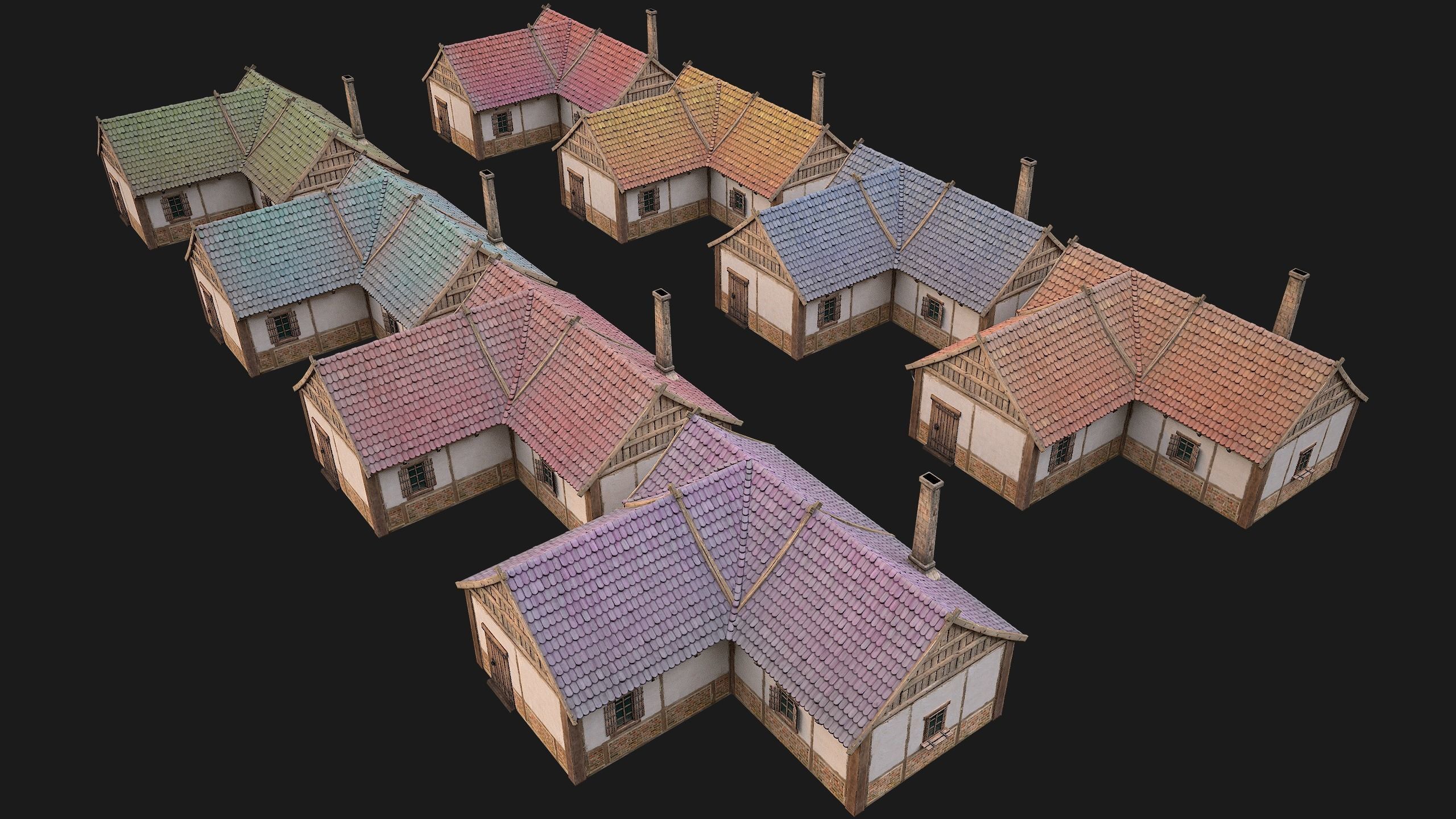 Medieval Pack of Town Houses 3D Model Collection_86