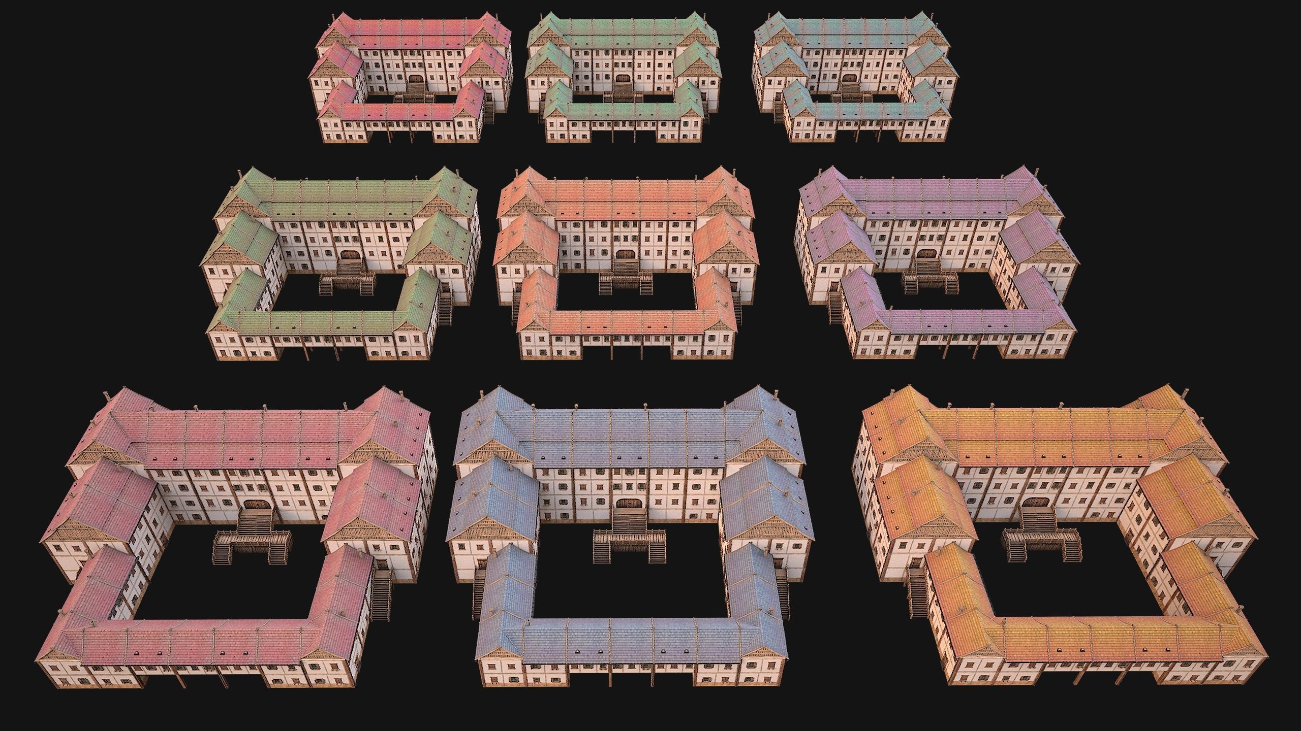 Medieval Pack of Town Houses 3D Model Collection_52