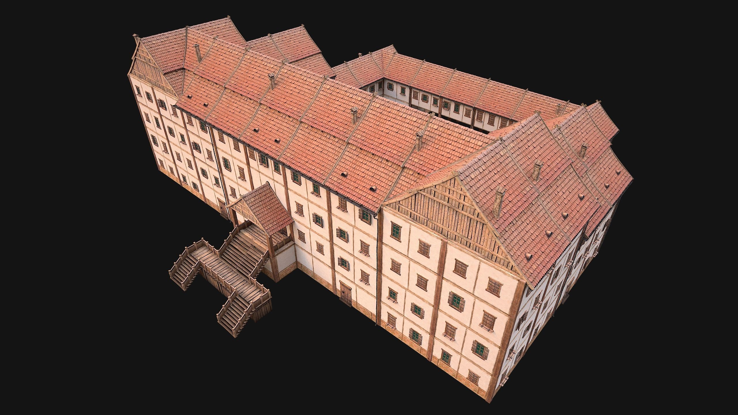 Medieval Pack of Town Houses 3D Model Collection_53