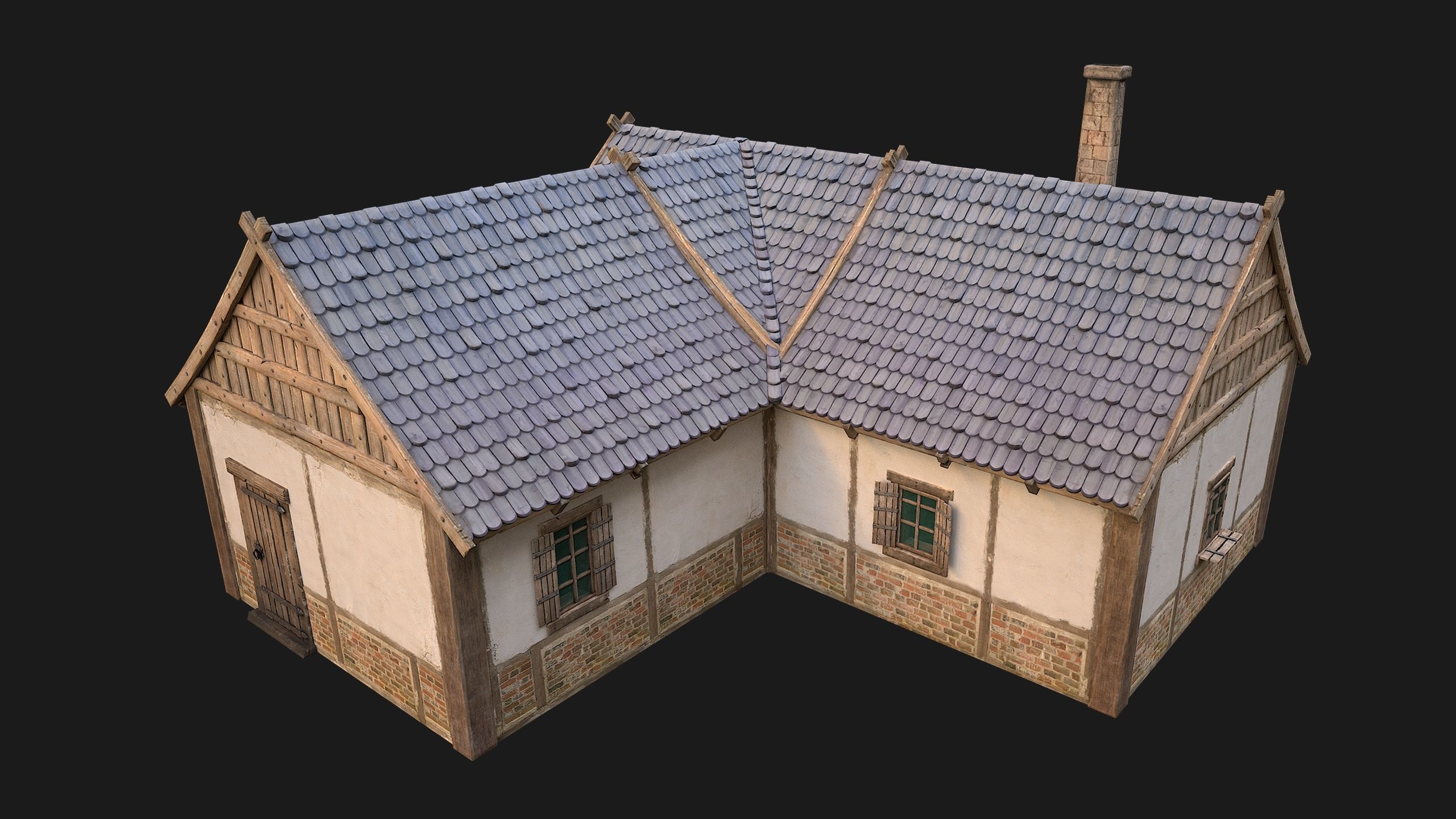 Medieval Pack of Town Houses 3D Model Collection_87