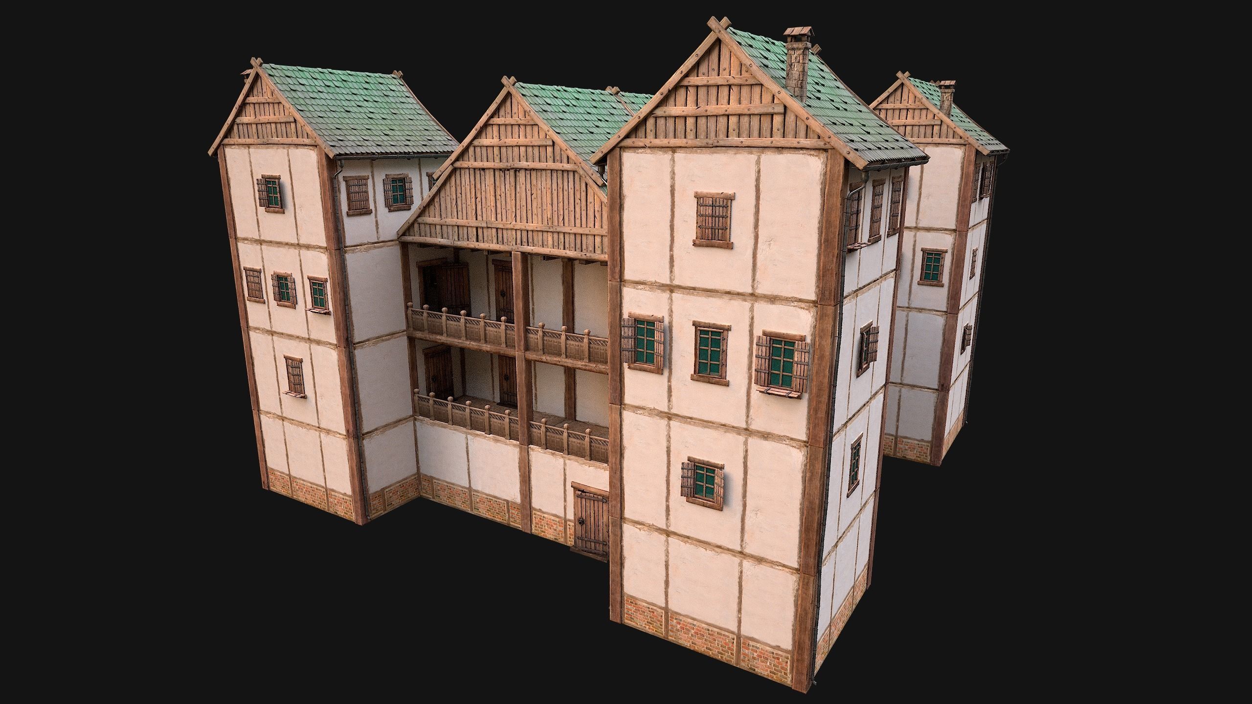 Medieval Pack of Town Houses 3D Model Collection_70