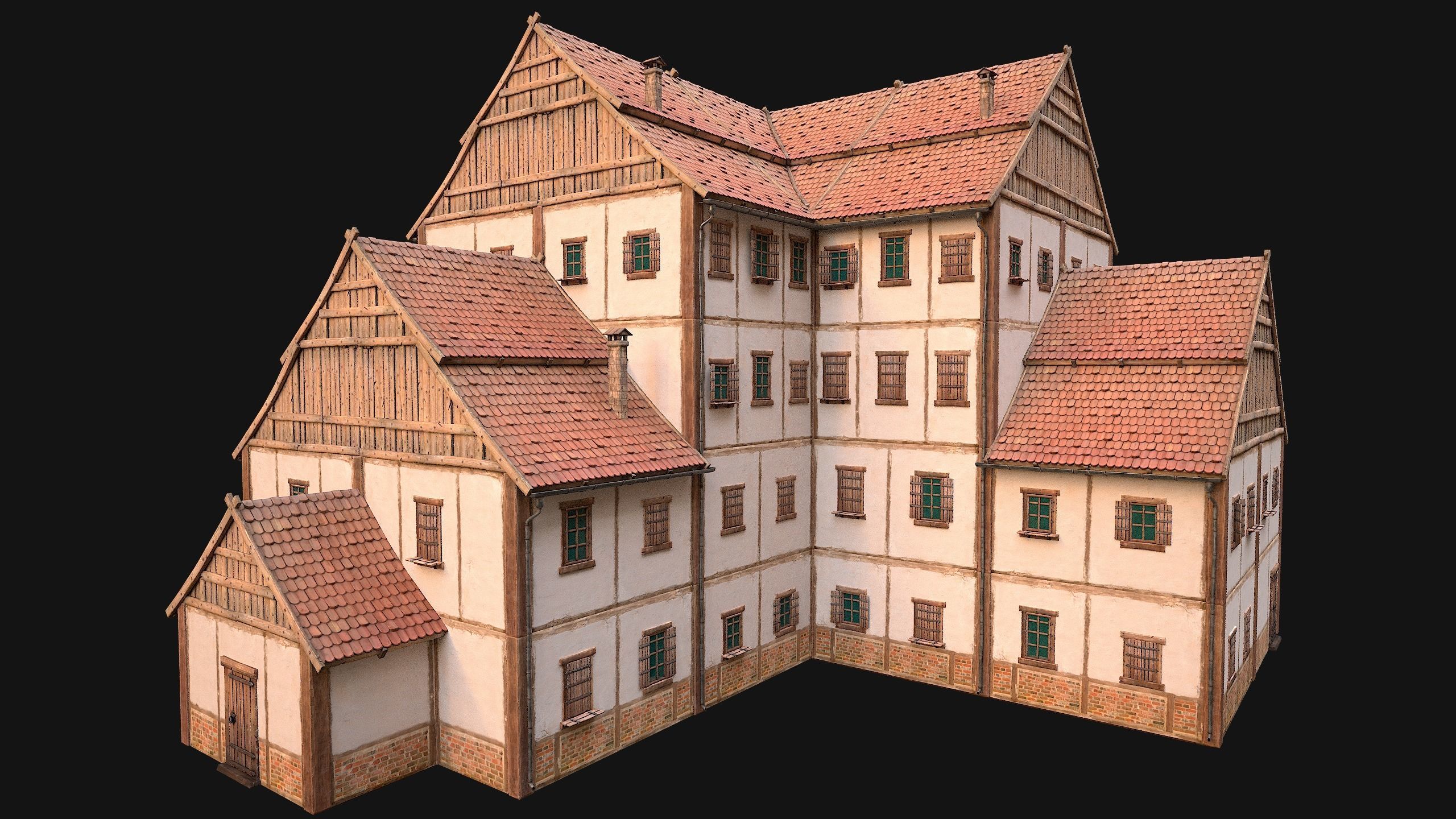 Medieval Pack of Town Houses 3D Model Collection_74