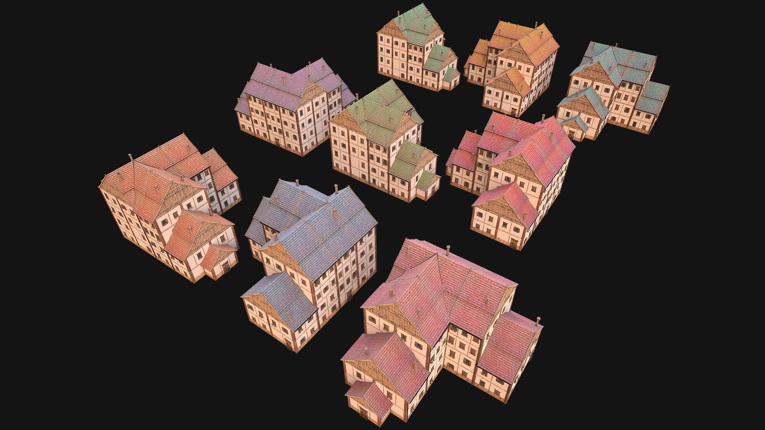 Medieval Pack of Town Houses 3D Model Collection_73