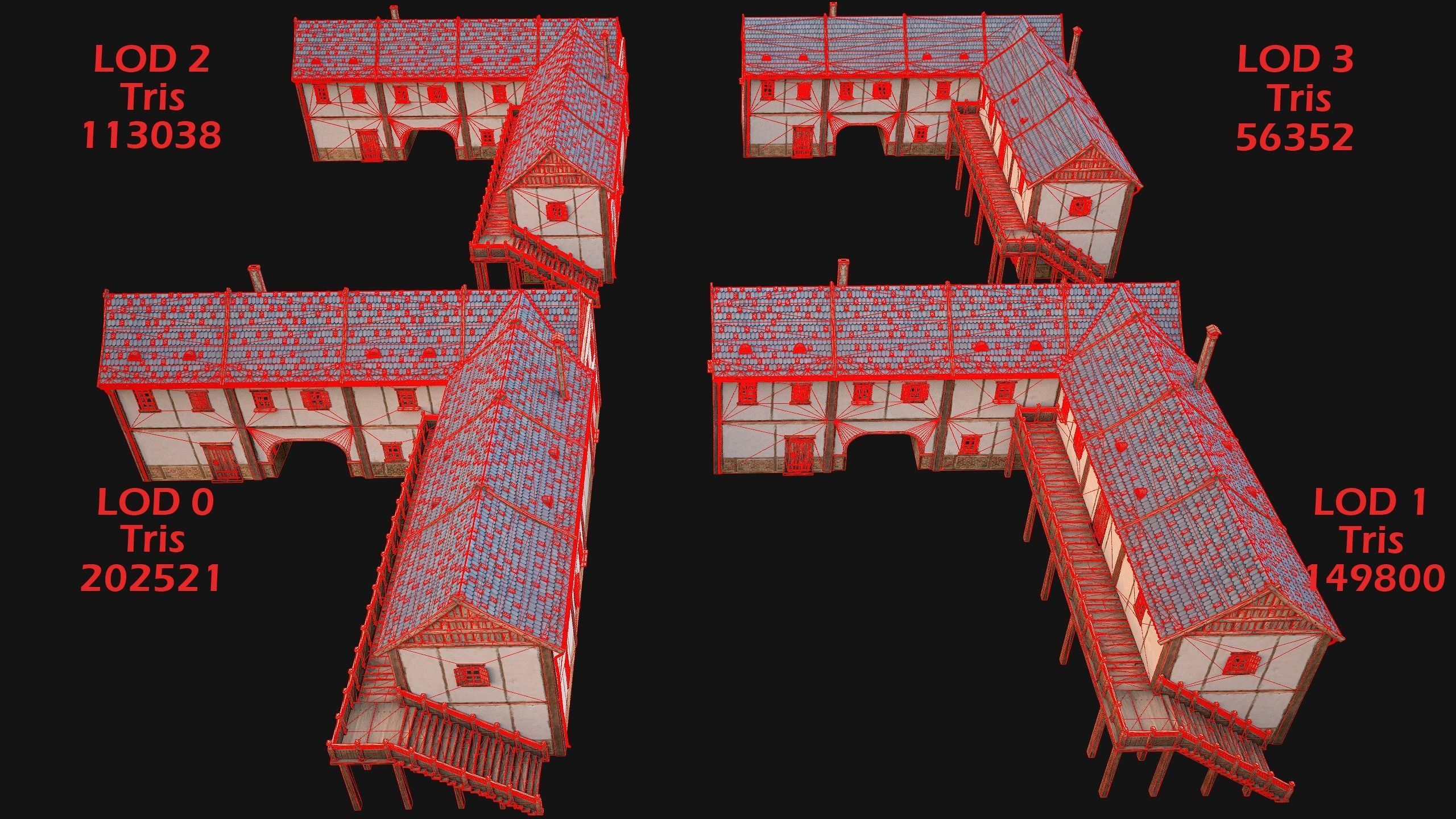 Medieval Pack of Town Houses 3D Model Collection_37