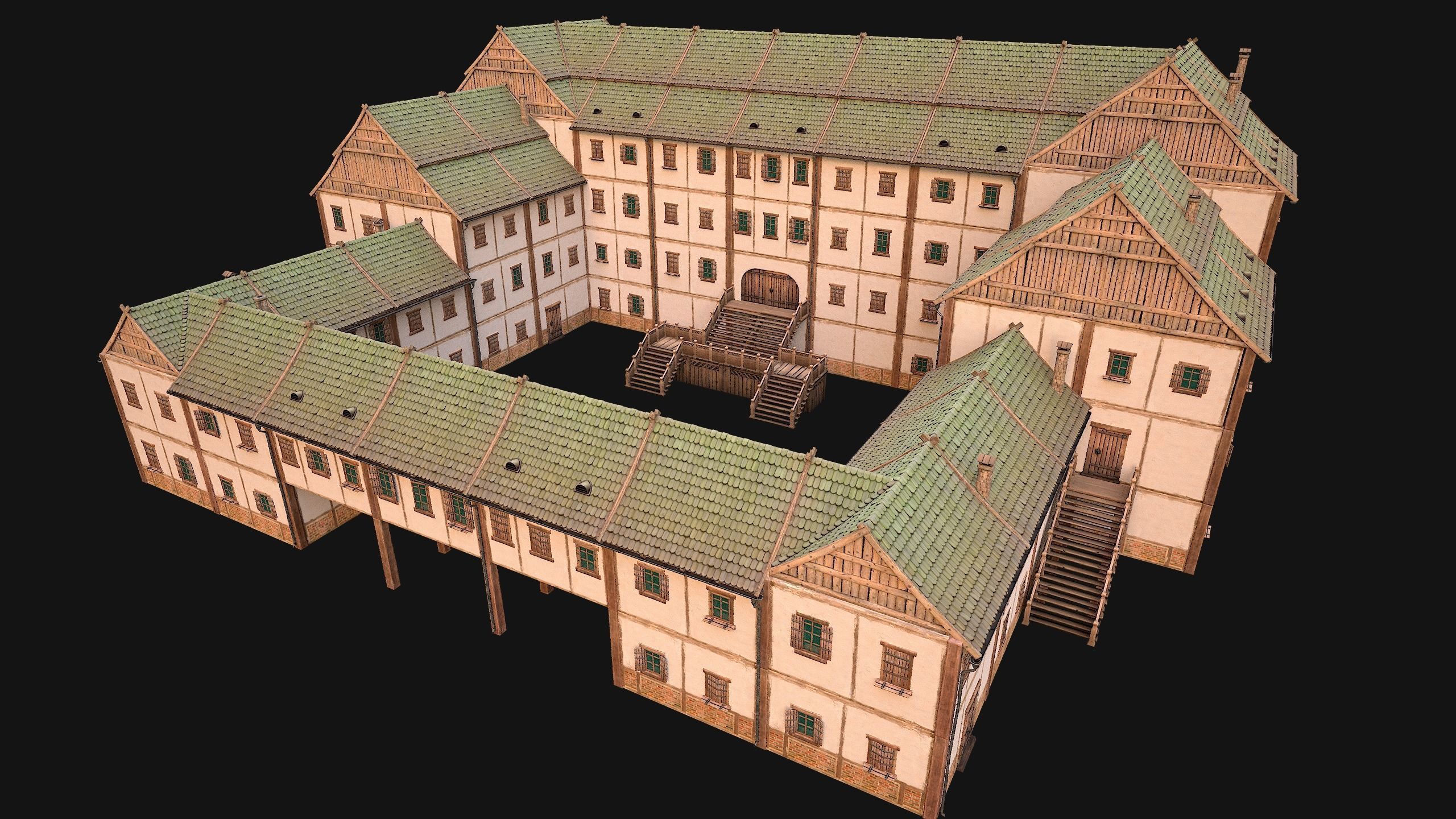 Medieval Pack of Town Houses 3D Model Collection_50