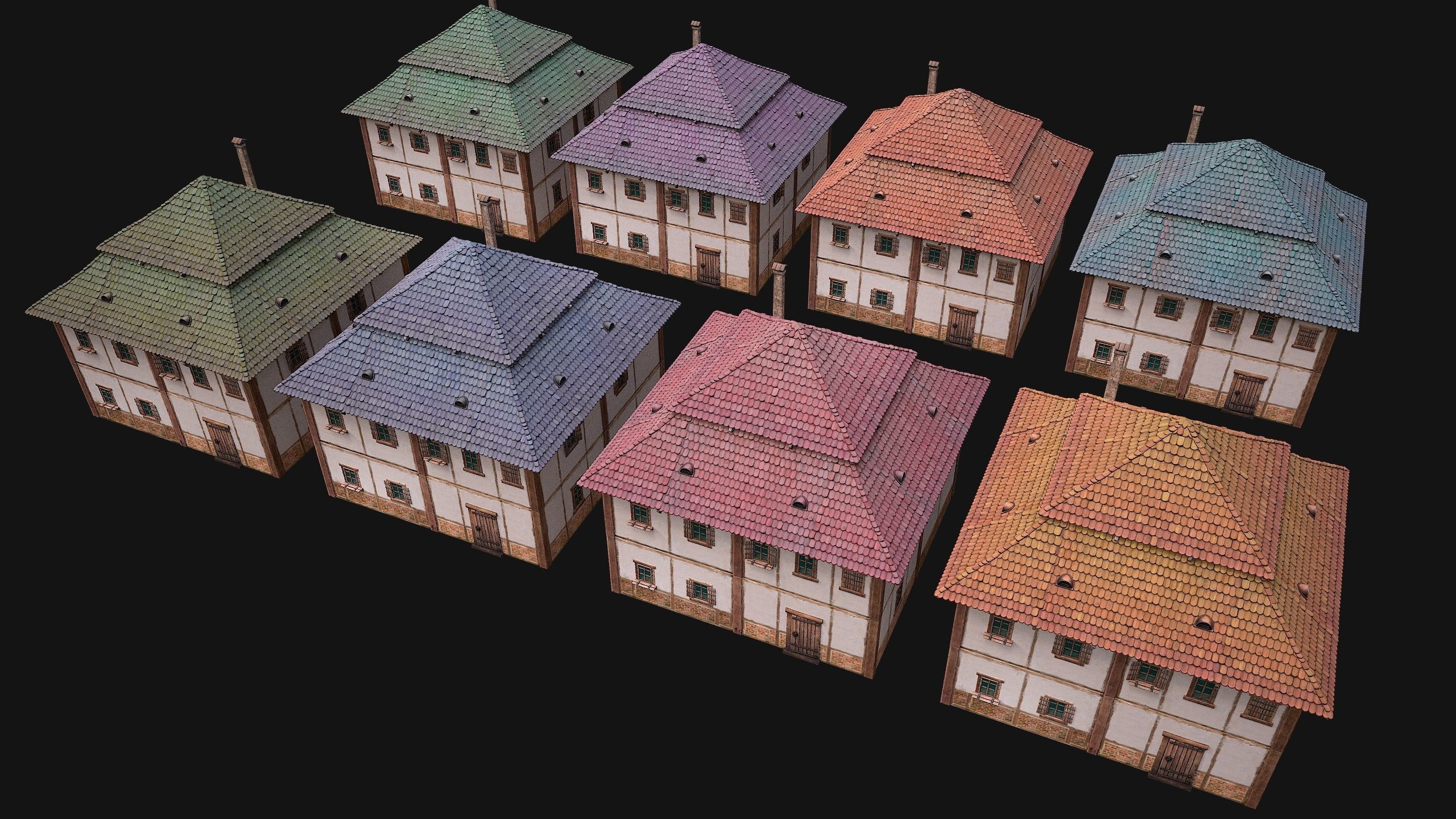 Medieval Pack of Town Houses 3D Model Collection_42