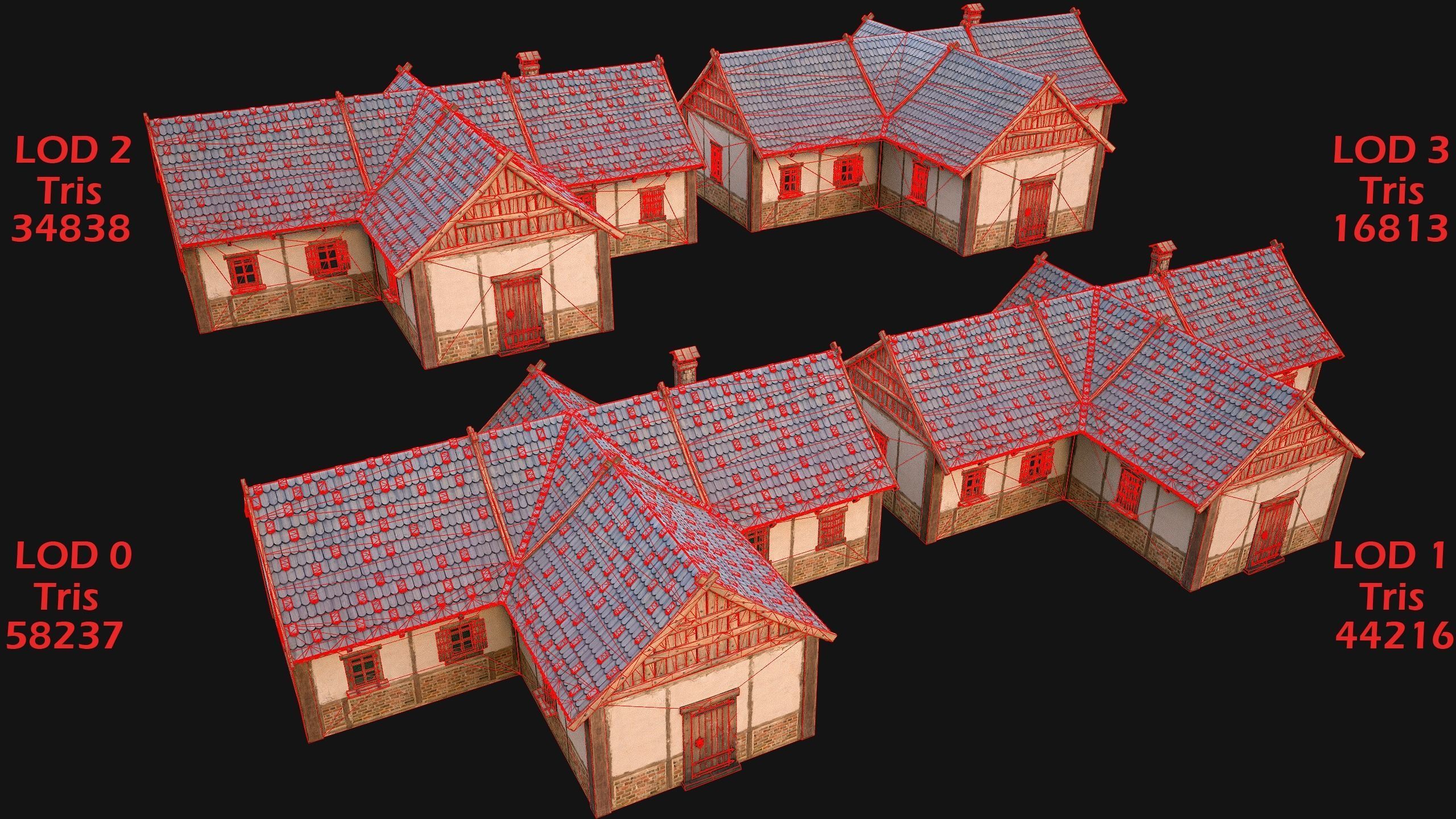 Medieval Pack of Town Houses 3D Model Collection_88