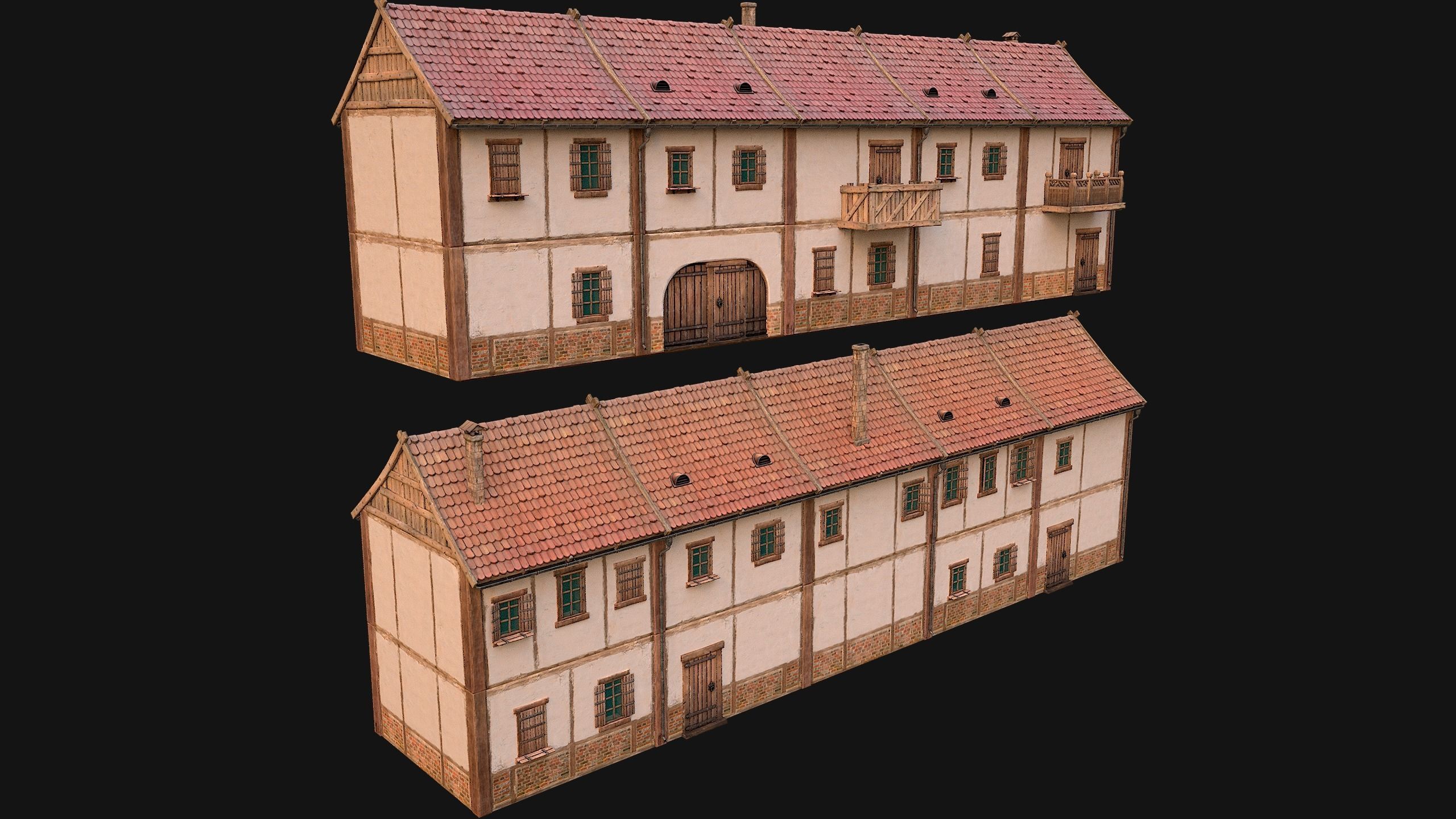 Medieval Pack of Town Houses 3D Model Collection_47