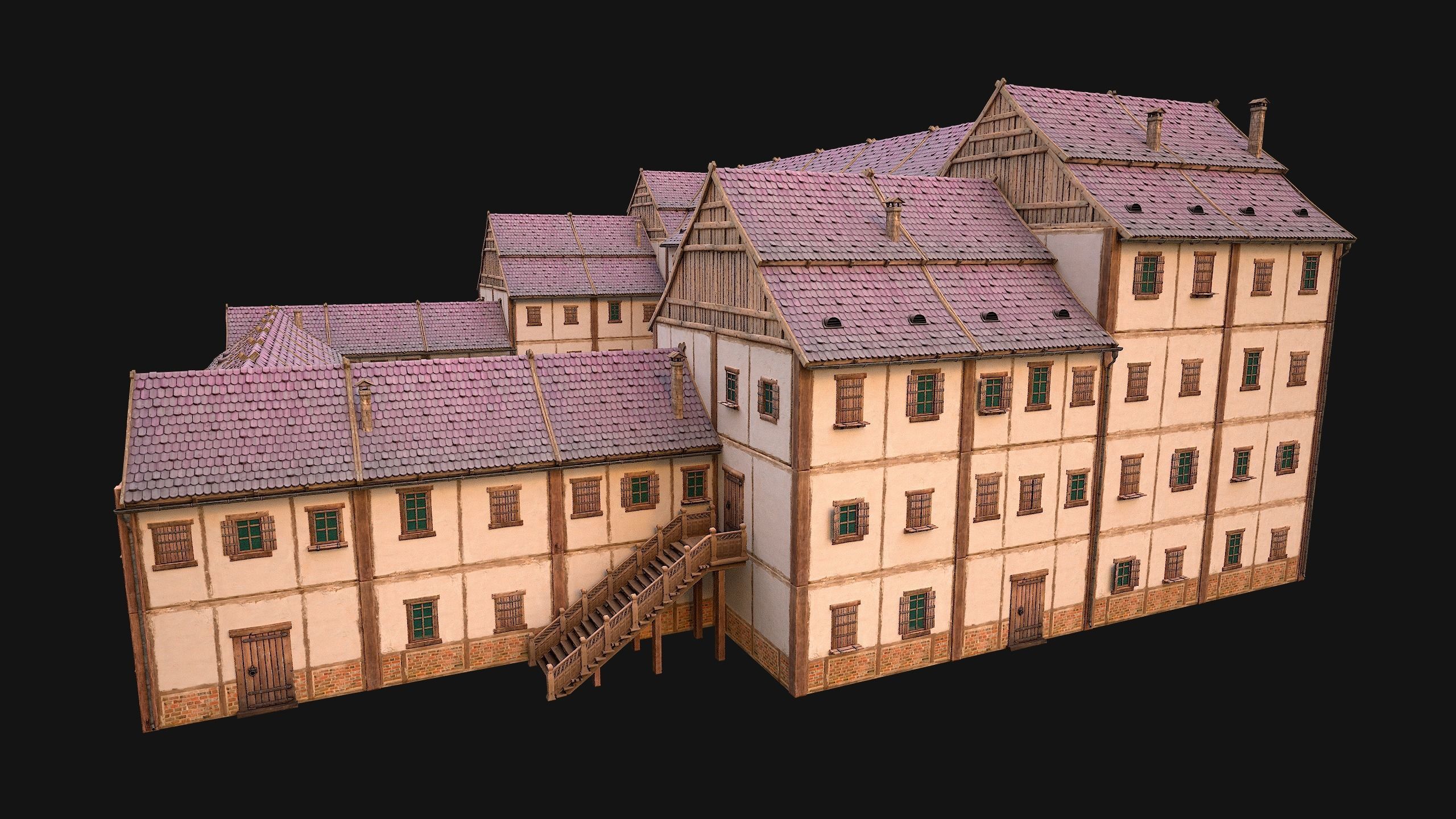 Medieval Pack of Town Houses 3D Model Collection_54