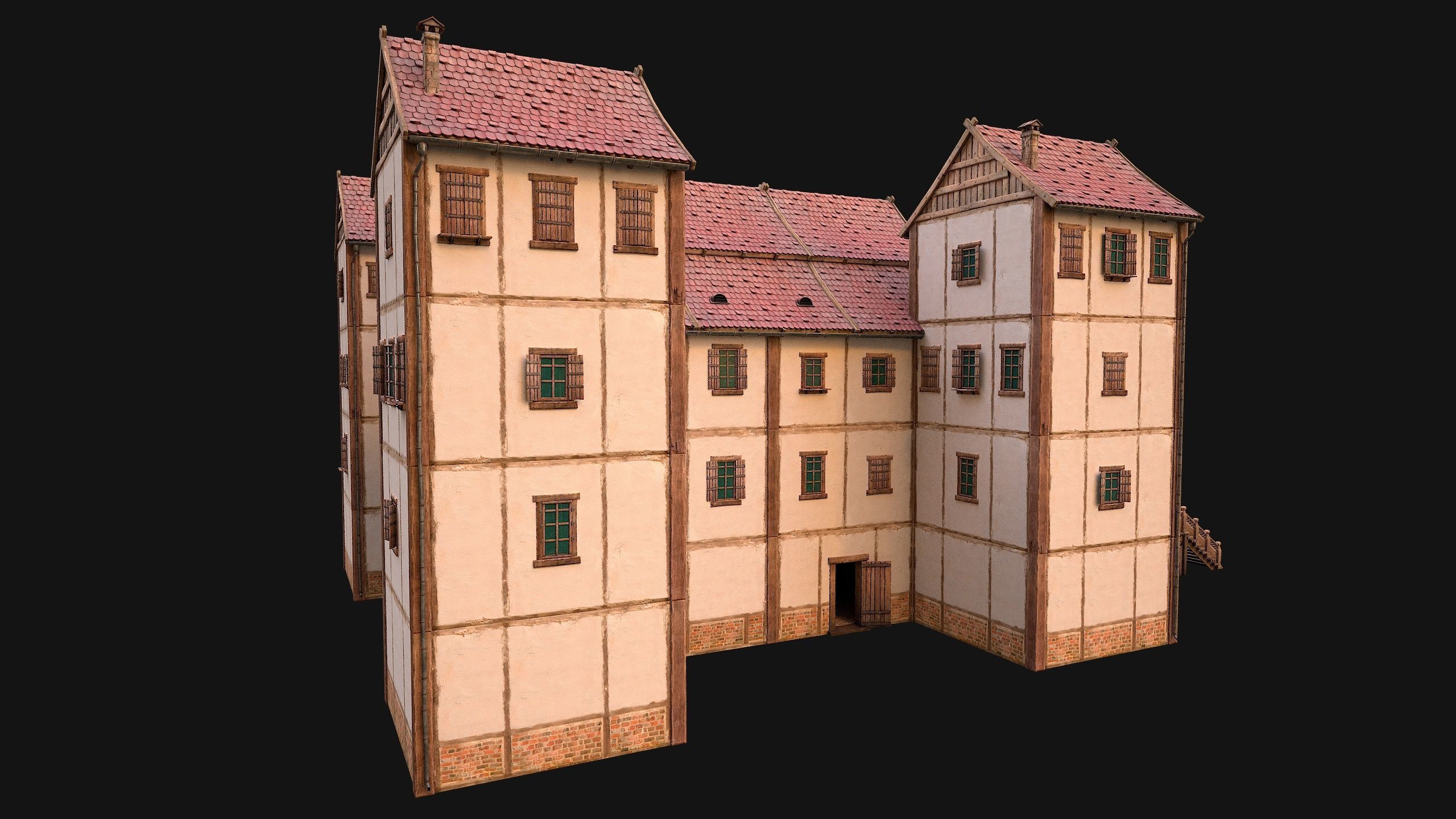Medieval Pack of Town Houses 3D Model Collection_69