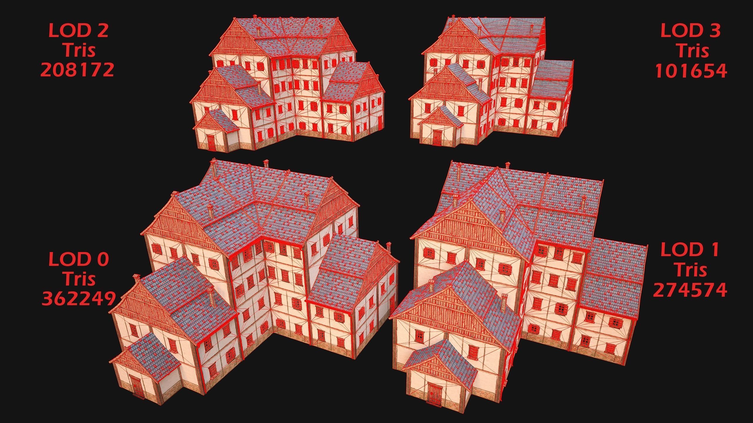 Medieval Pack of Town Houses 3D Model Collection_71
