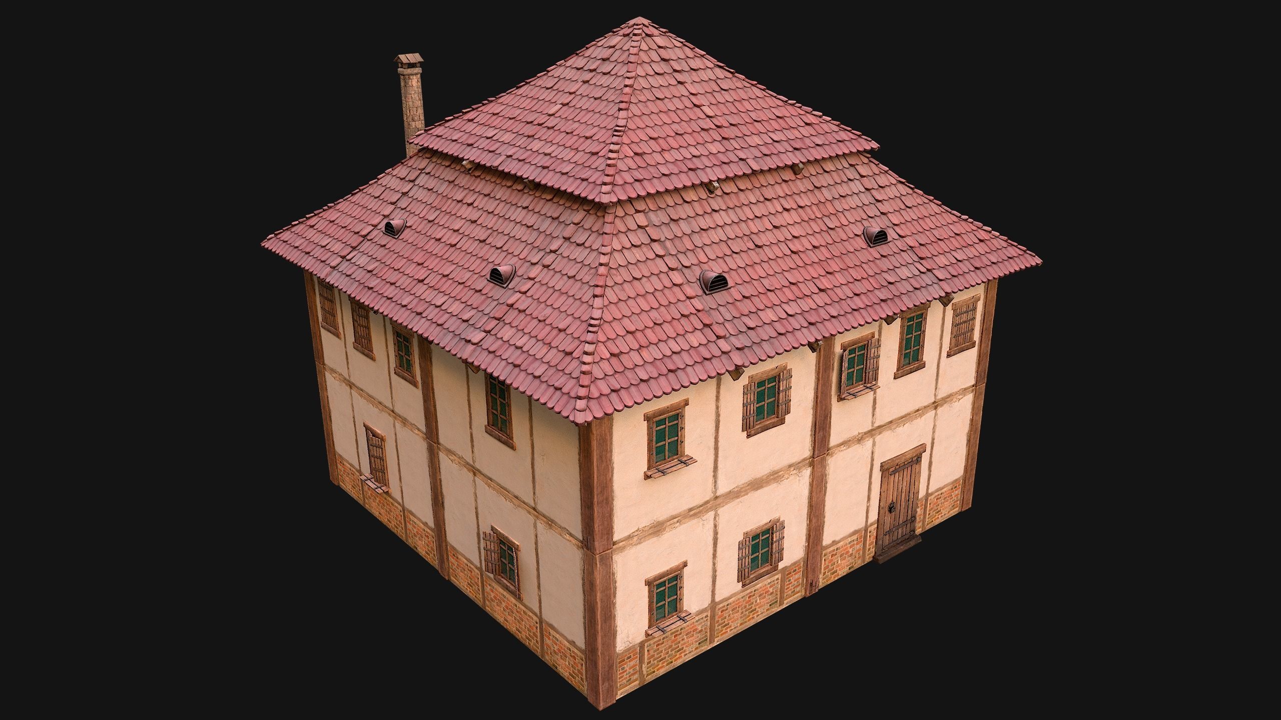 Medieval Pack of Town Houses 3D Model Collection_41