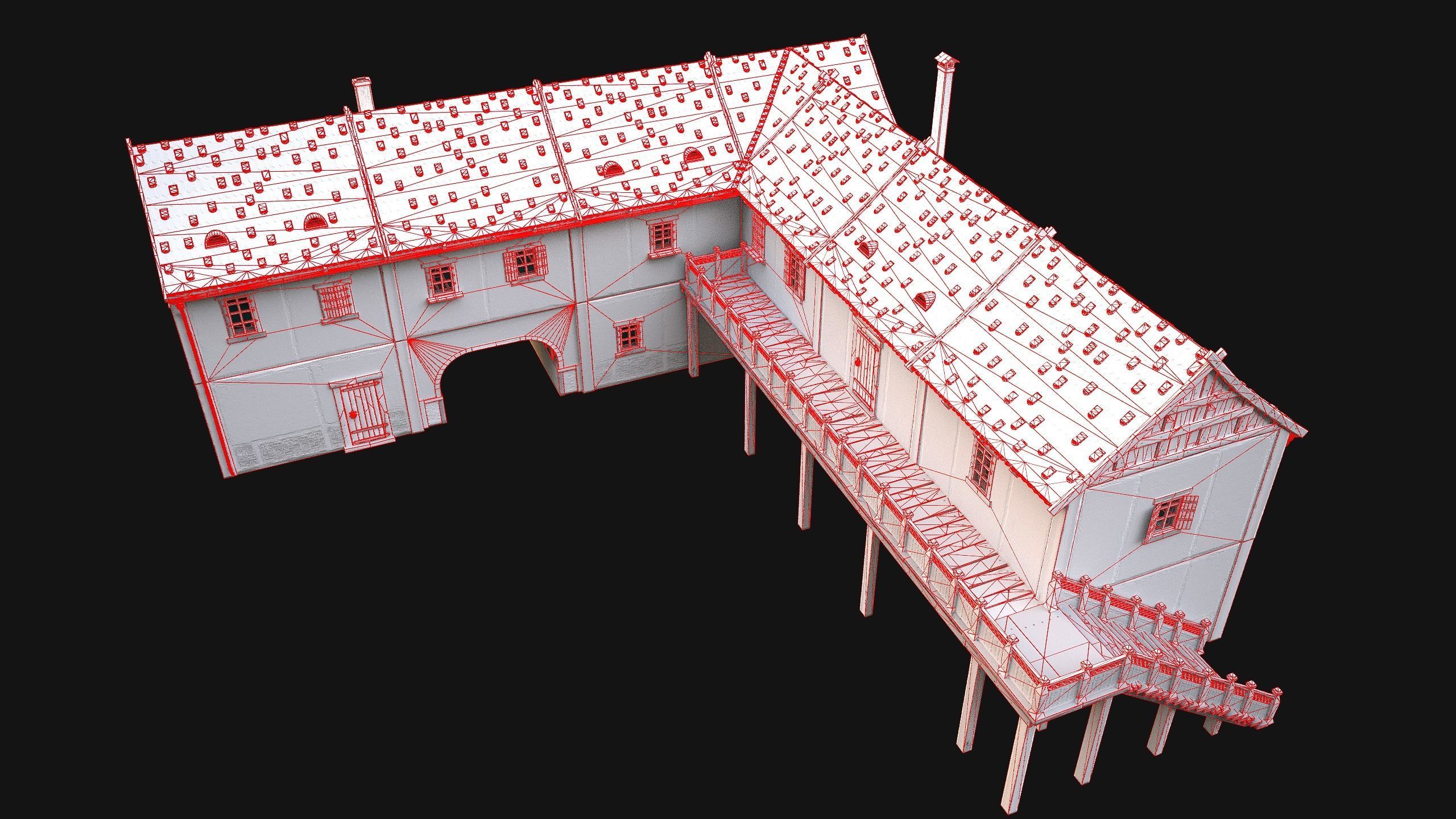 Medieval Pack of Town Houses 3D Model Collection_92