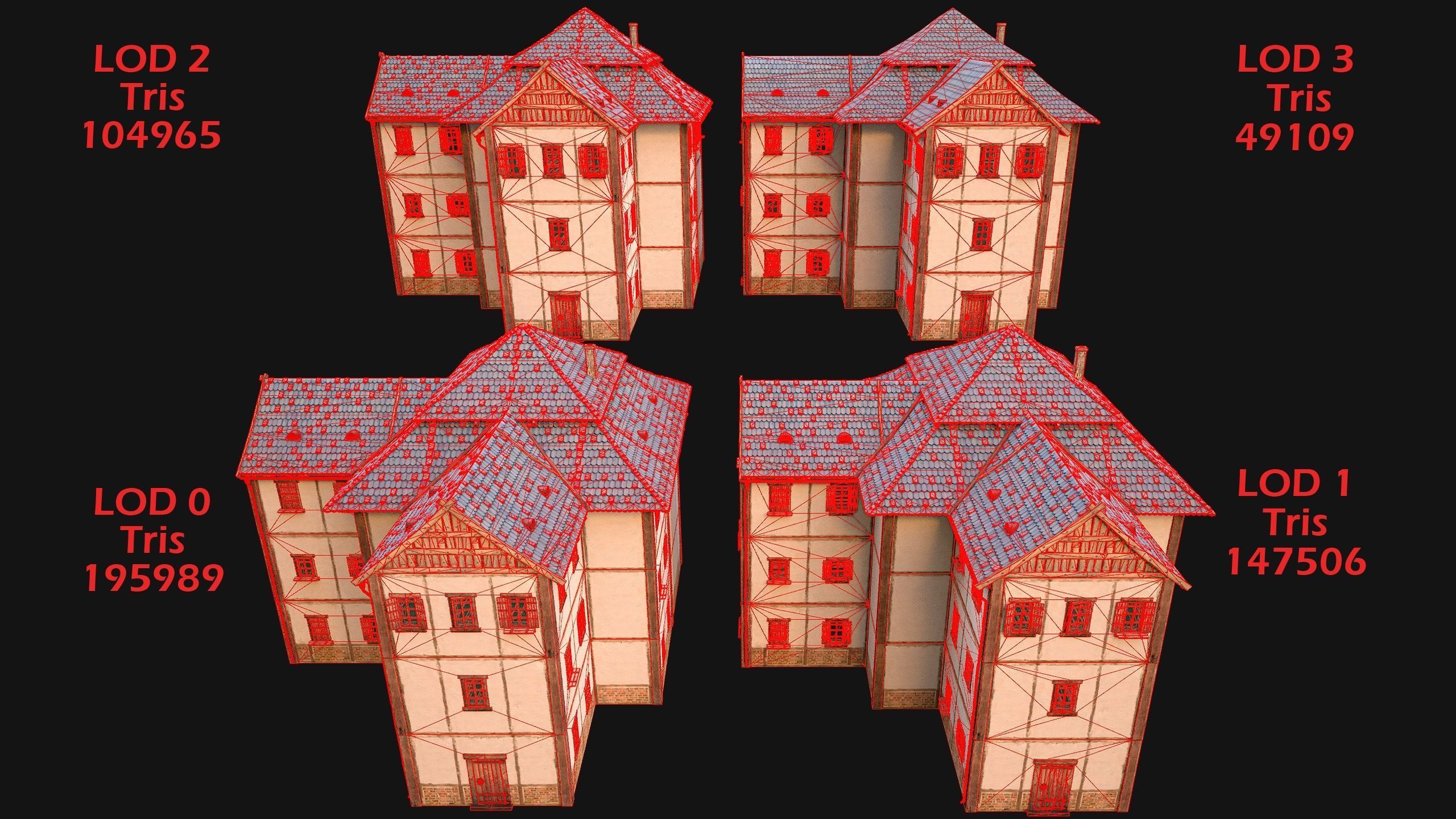 Medieval Pack of Town Houses 3D Model Collection_22