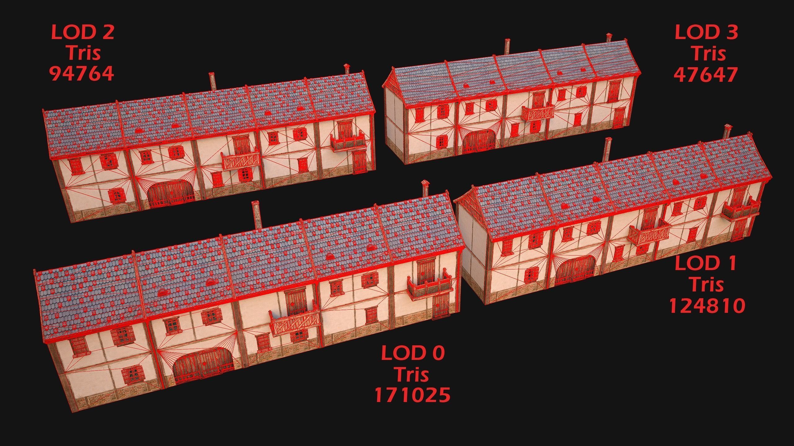 Medieval Pack of Town Houses 3D Model Collection_46