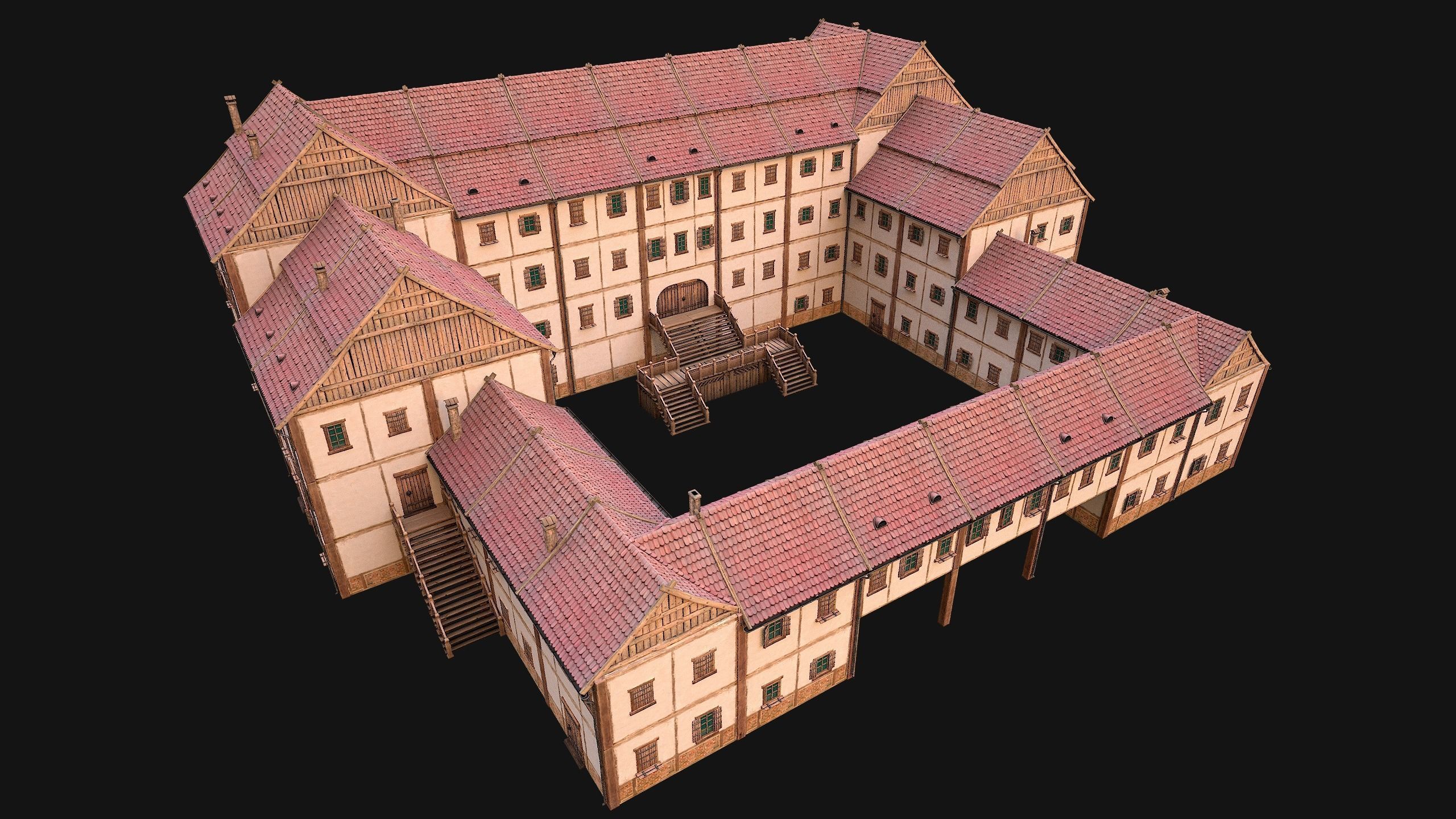 Medieval Pack of Town Houses 3D Model Collection_51