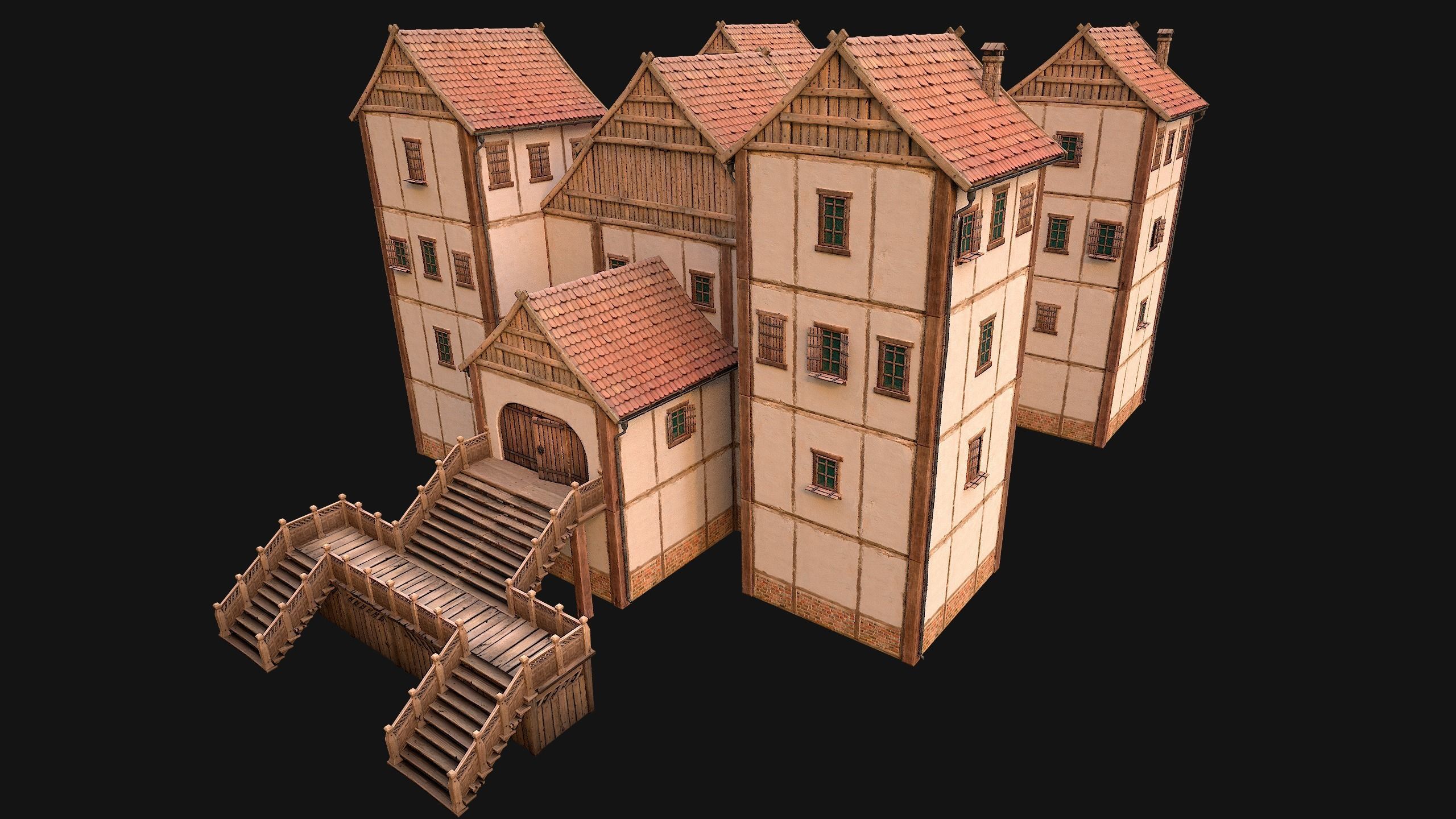 Medieval Pack of Town Houses 3D Model Collection_68
