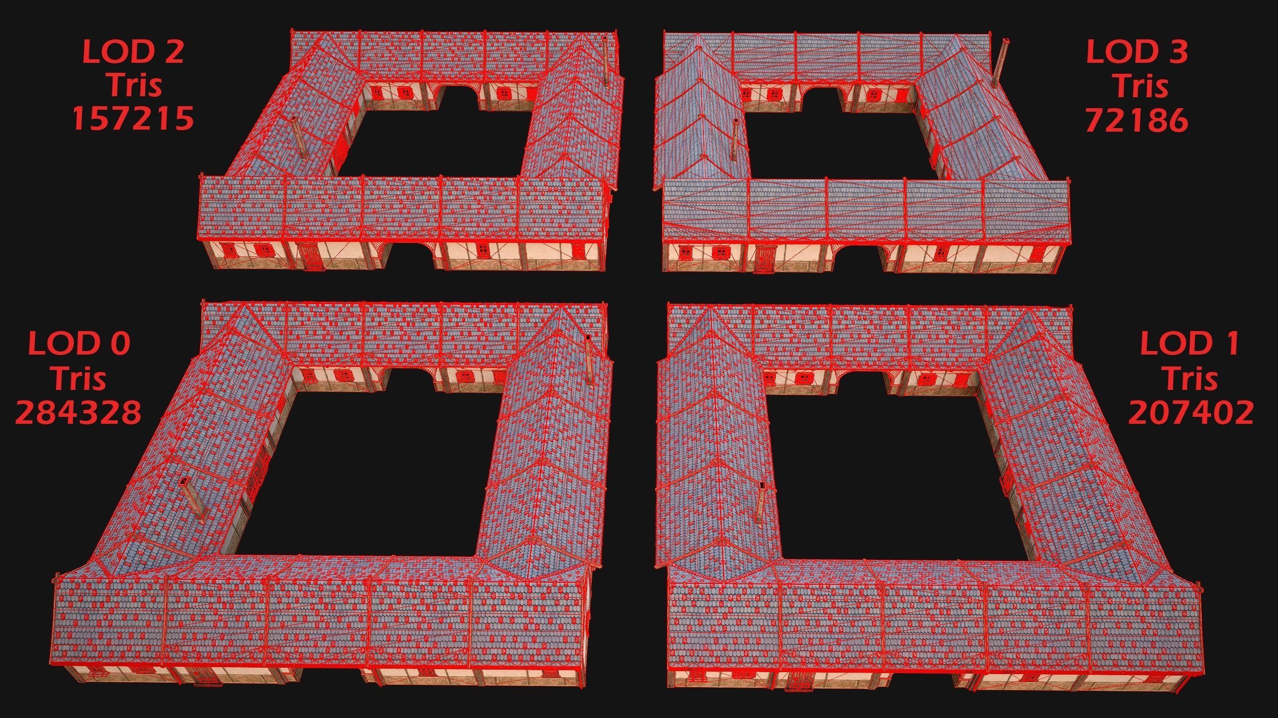 Medieval Pack of Town Houses 3D Model Collection_82