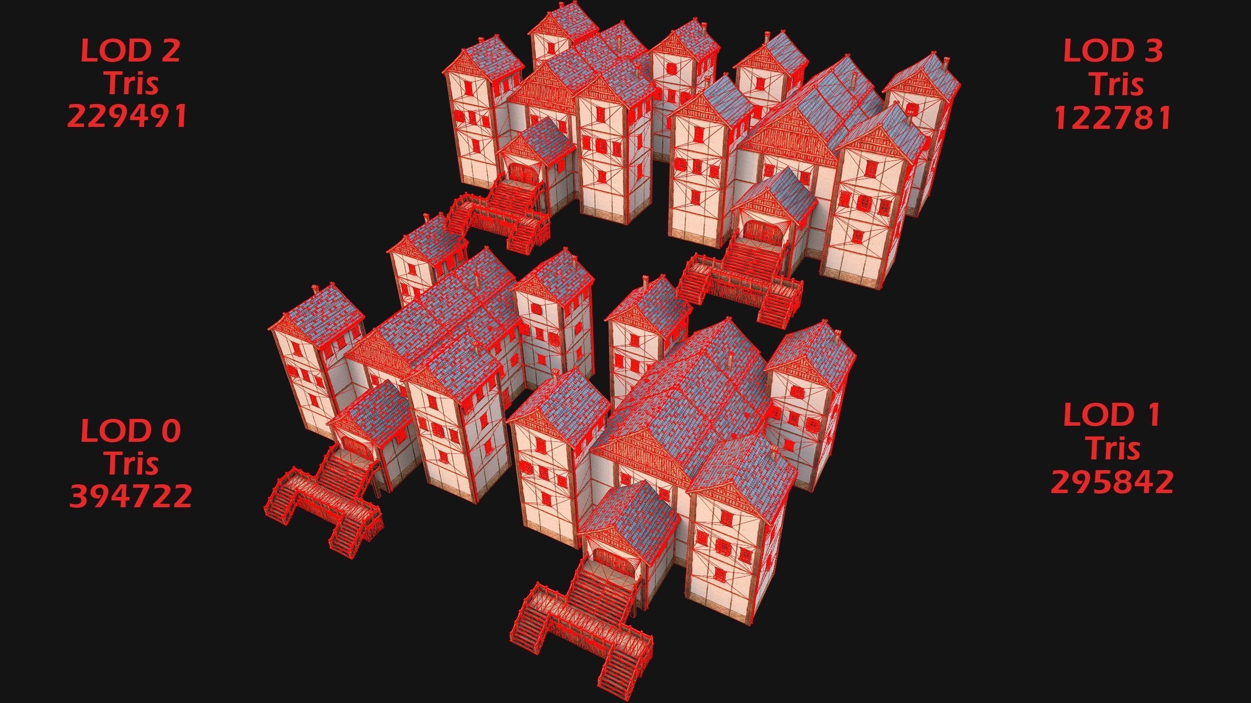 Medieval Pack of Town Houses 3D Model Collection_66