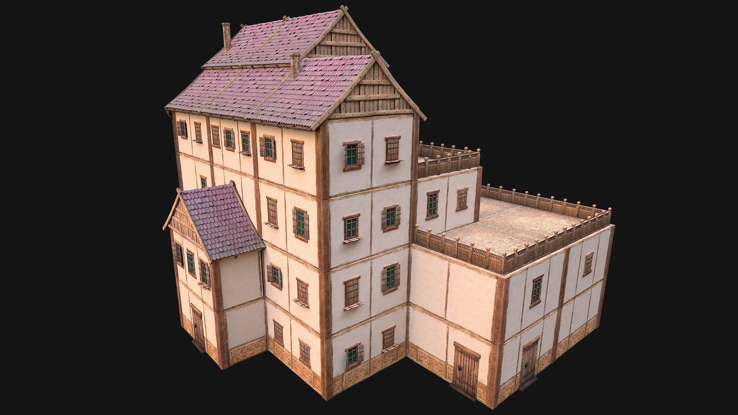 Medieval Pack of Town Houses 3D Model Collection_58