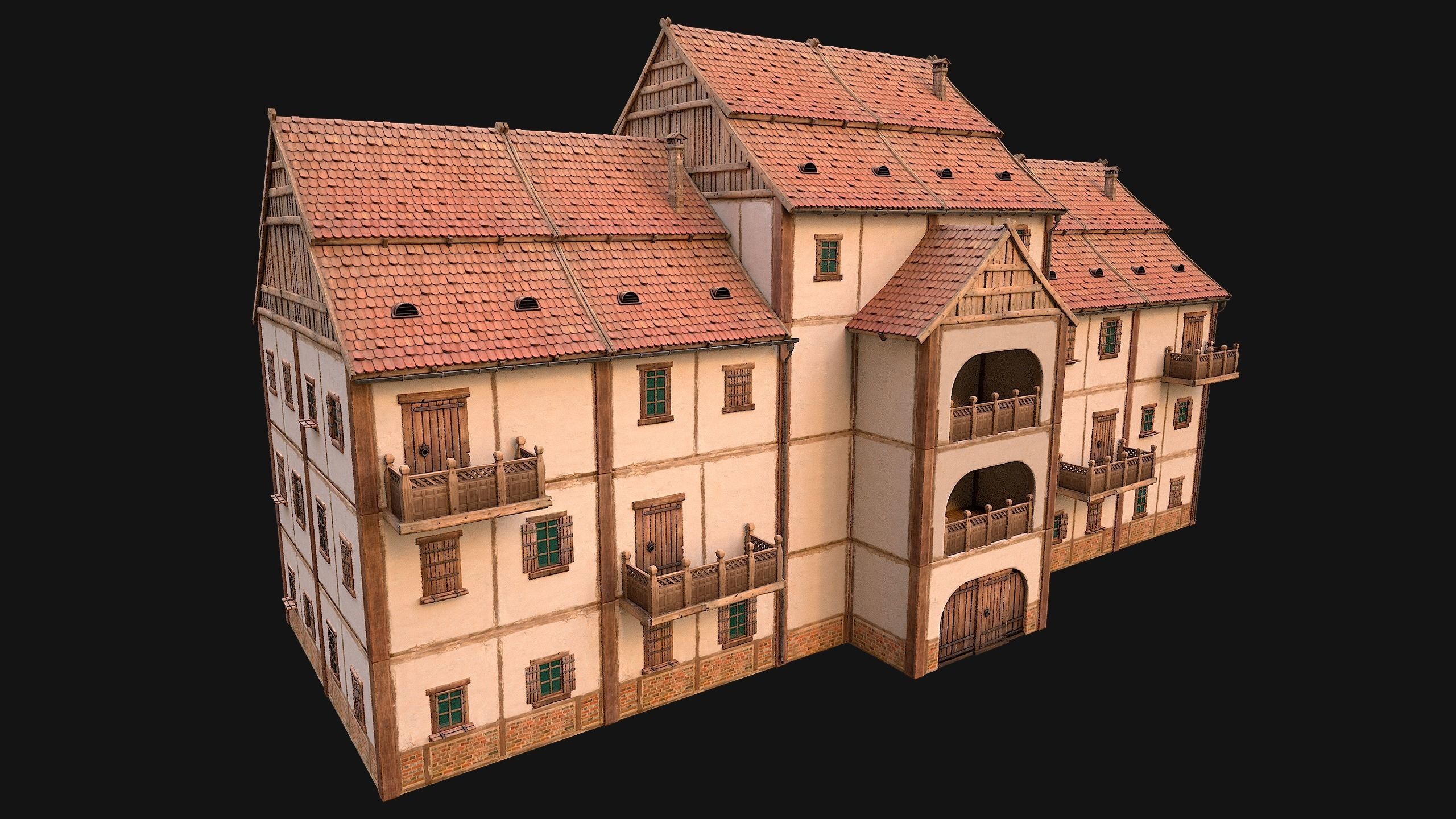 Medieval Pack of Town Houses 3D Model Collection_61